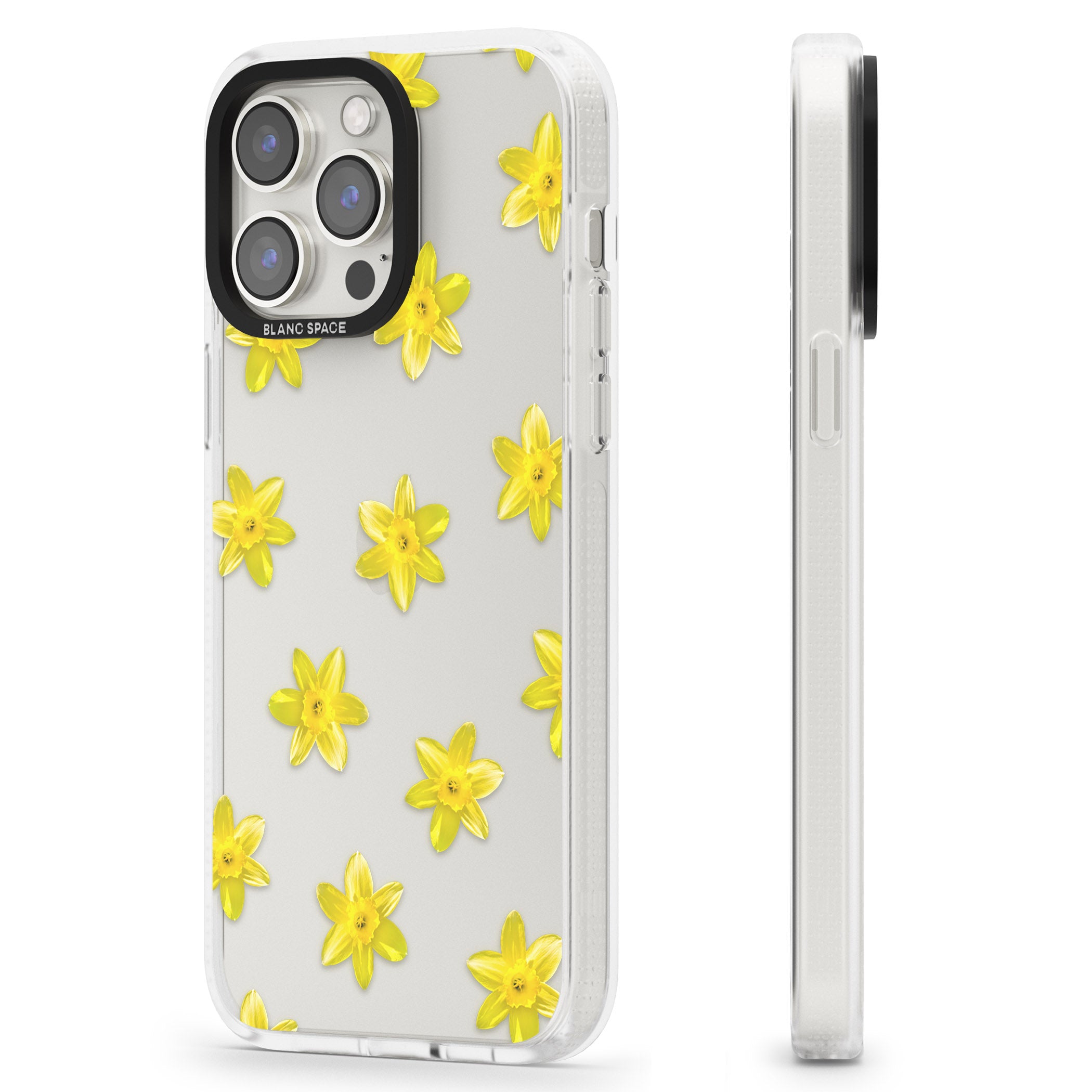 Daffodils Transparent Pattern iPhone 15 Pro Max / 15 Pro / 14 Pro Max / 14 Pro / 13 Pro Clear Case Impact Air - Blanc Space