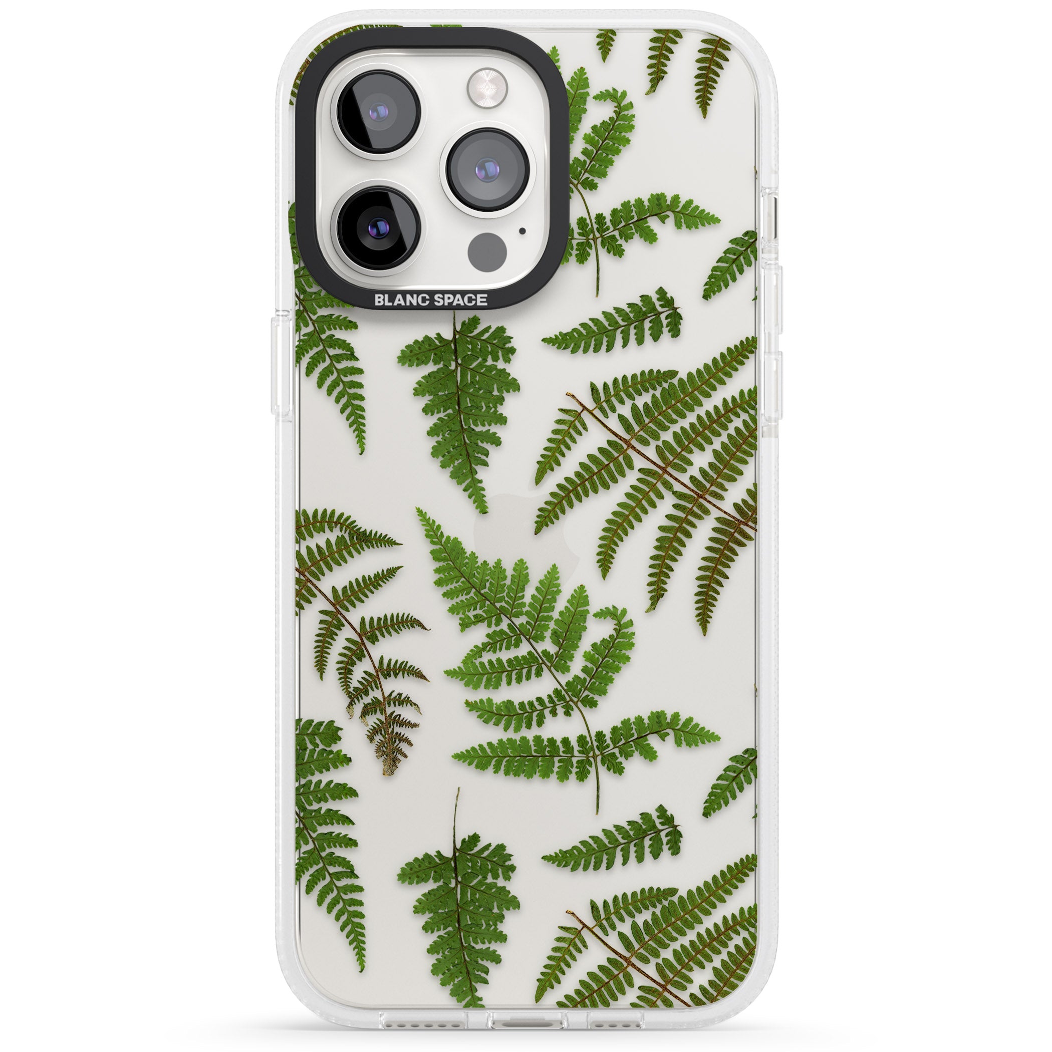 Leafy Ferns iPhone 15 Pro Max / 15 Pro / 14 Pro Max / 14 Pro / 13 Pro Clear Case Impact Air - Blanc Space
