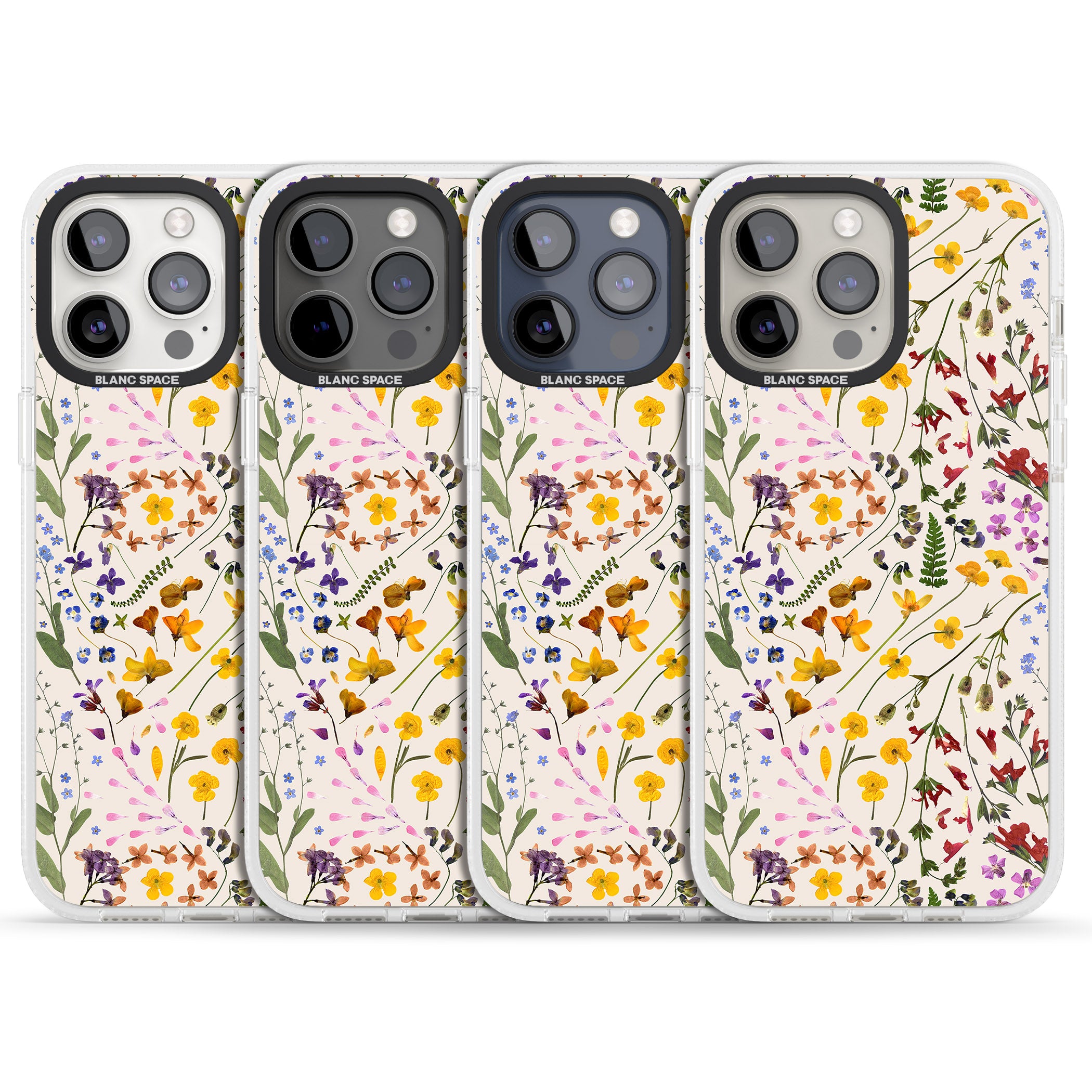 Wildflower & Leaves Cluster Design - Cream iPhone 15 Pro Max / 15 Pro / 14 Pro Max / 14 Pro / 13 Pro Clear Case Impact Air - Blanc Space