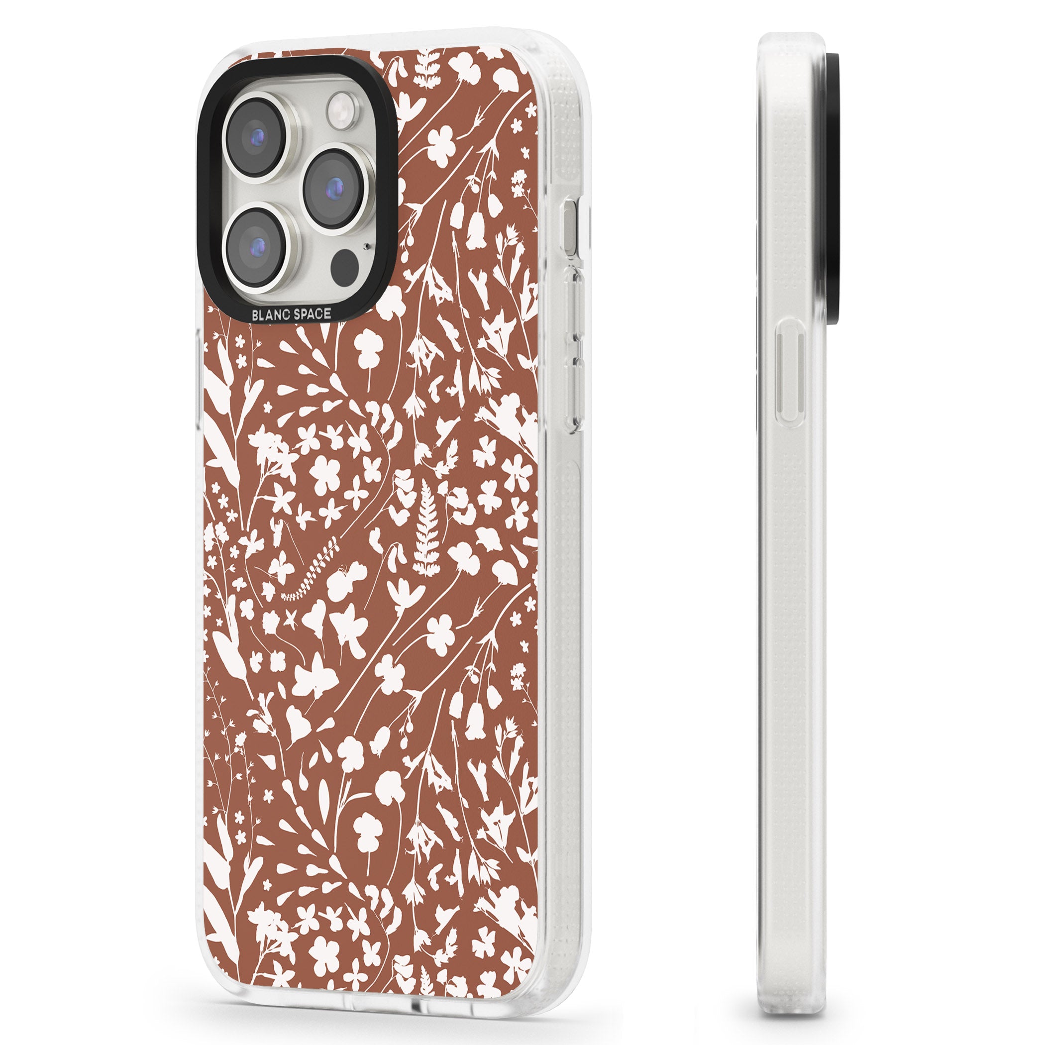 Wildflower Cluster on Terracotta iPhone 15 Pro Max / 15 Pro / 14 Pro Max / 14 Pro / 13 Pro Clear Case Impact Air - Blanc Space