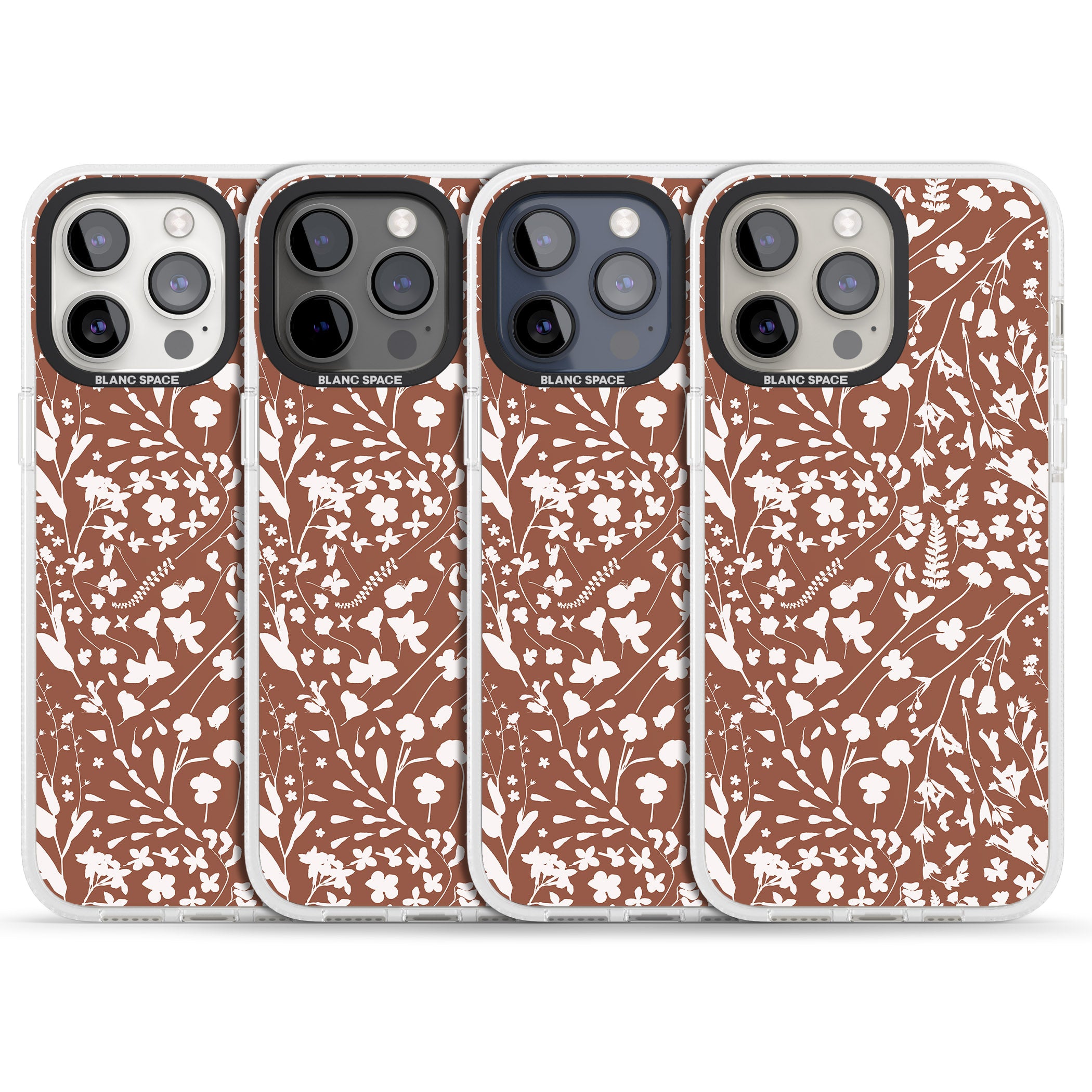 Wildflower Cluster on Terracotta iPhone 15 Pro Max / 15 Pro / 14 Pro Max / 14 Pro / 13 Pro Clear Case Impact Air - Blanc Space