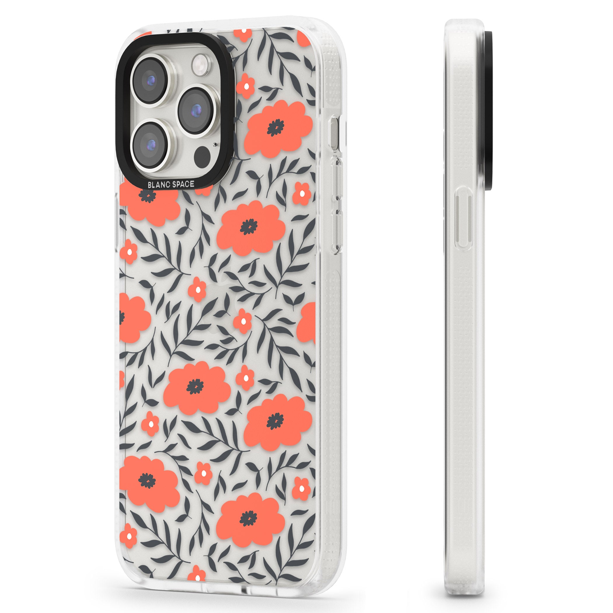 Red Poppy Transparent Floral iPhone 15 Pro Max / 15 Pro / 14 Pro Max / 14 Pro / 13 Pro Clear Case Impact Air - Blanc Space