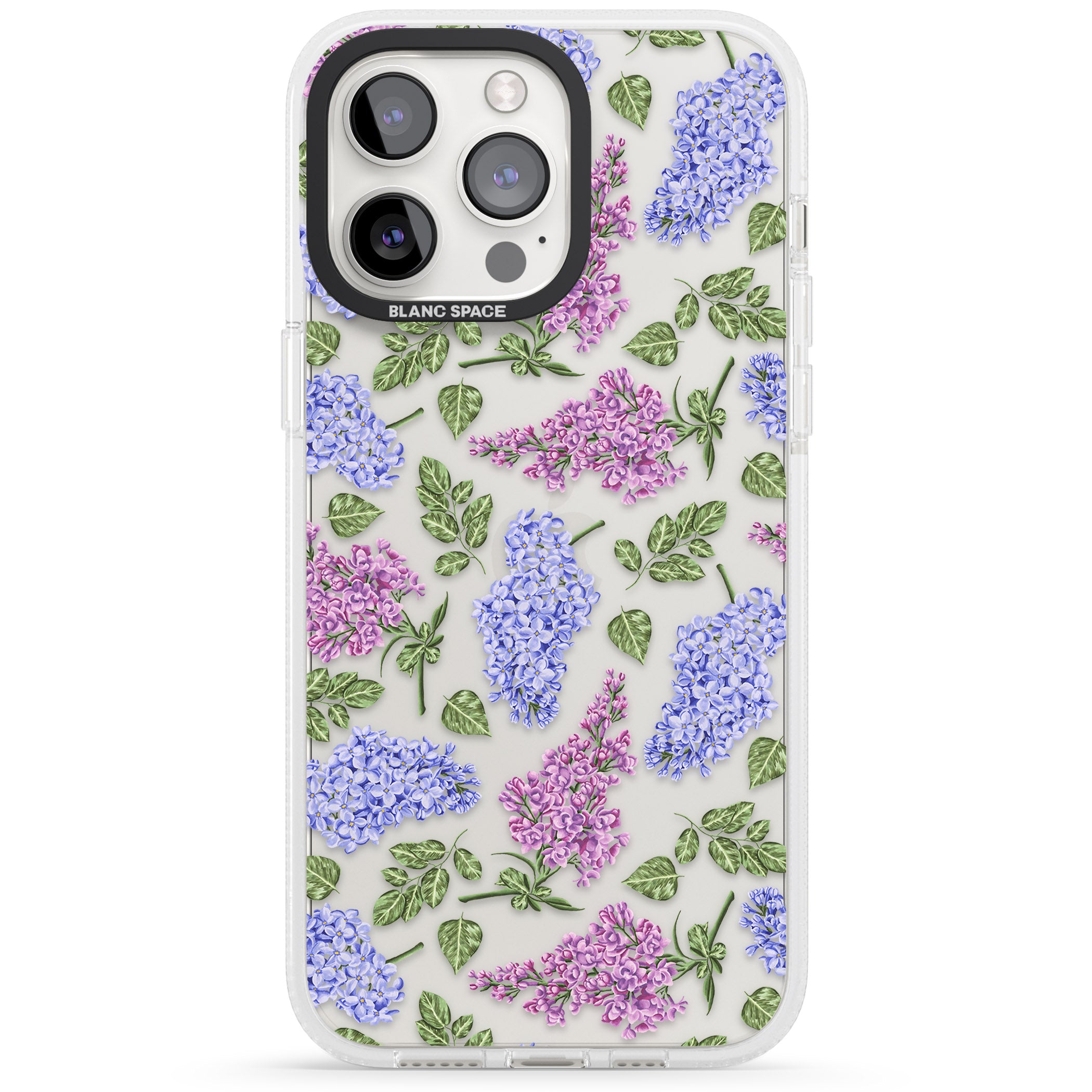 Purple Blossoms Transparent Floral iPhone 15 Pro Max / 15 Pro / 14 Pro Max / 14 Pro / 13 Pro Clear Case Impact Air - Blanc Space