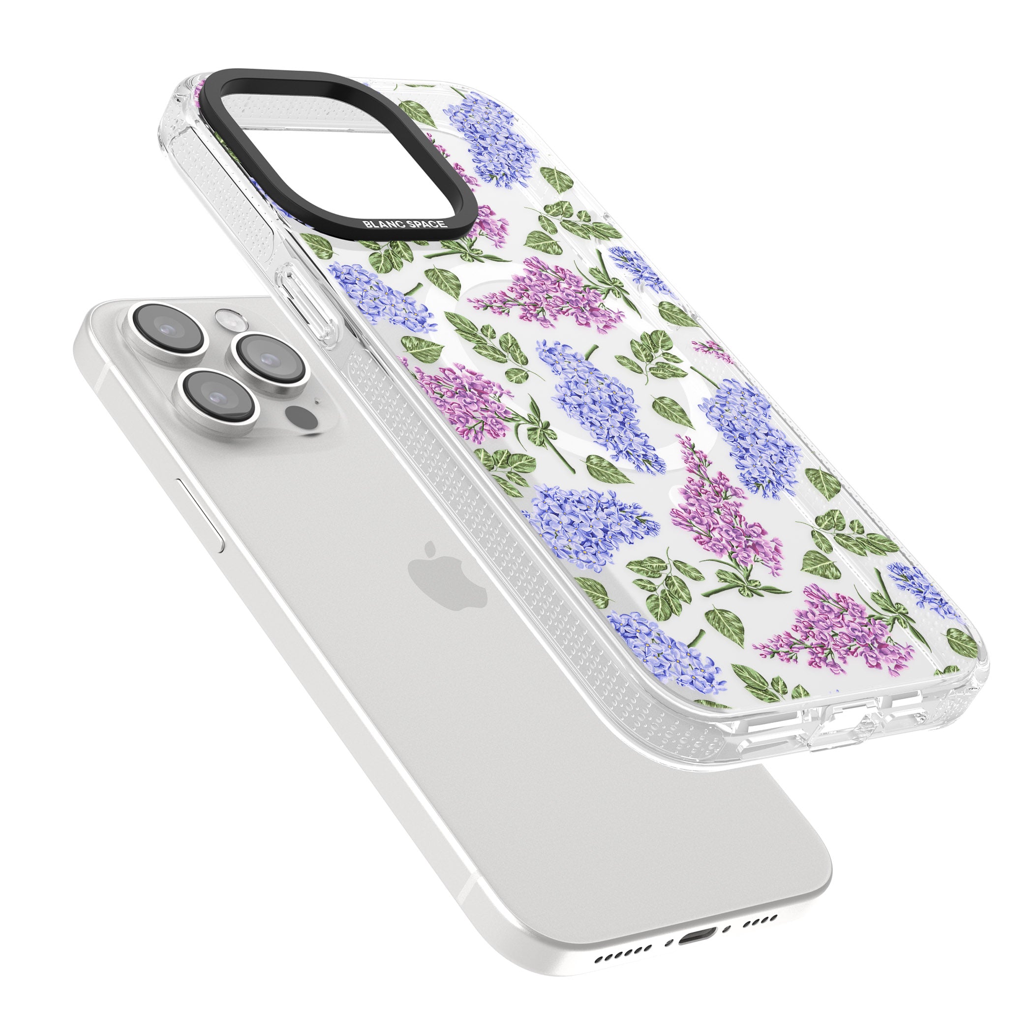 Purple Blossoms Transparent Floral iPhone 15 Pro Max / 15 Pro / 14 Pro Max / 14 Pro / 13 Pro Clear Case Impact Air - Blanc Space
