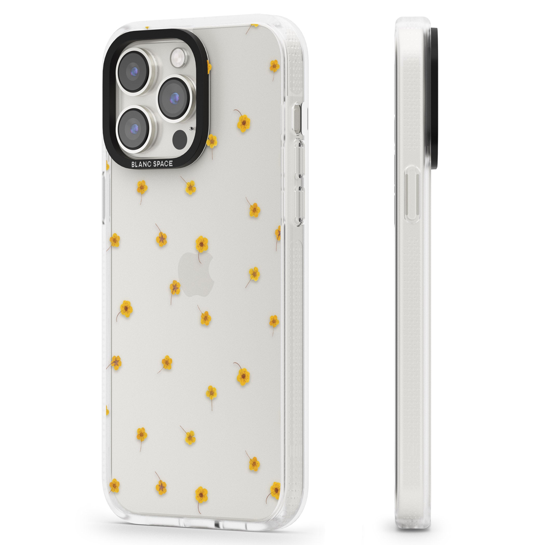 Yellow Flower Pattern - Dried Flower-Inspired iPhone 15 Pro Max / 15 Pro / 14 Pro Max / 14 Pro / 13 Pro Clear Case Impact Air - Blanc Space
