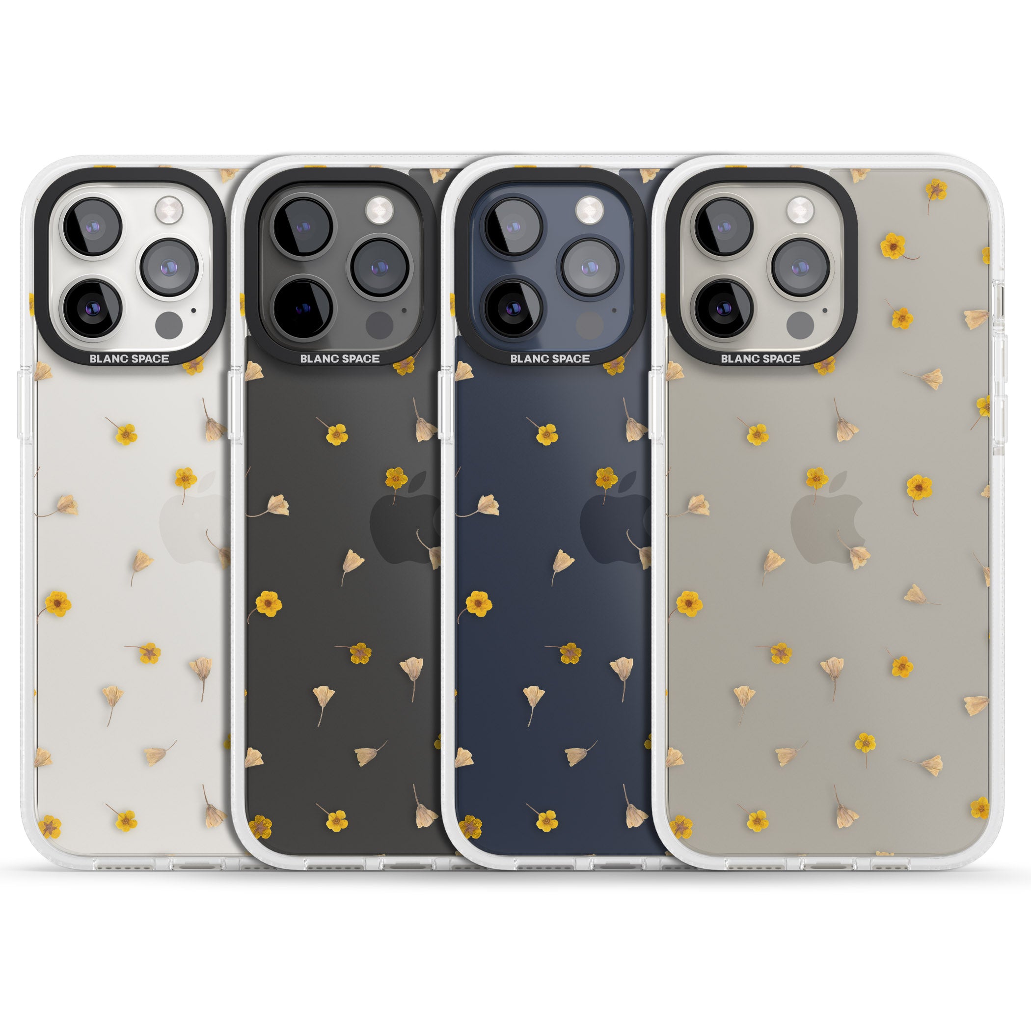 Small Flower Mix - Dried Flower-Inspired Design iPhone 15 Pro Max / 15 Pro / 14 Pro Max / 14 Pro / 13 Pro Clear Case Impact Air - Blanc Space