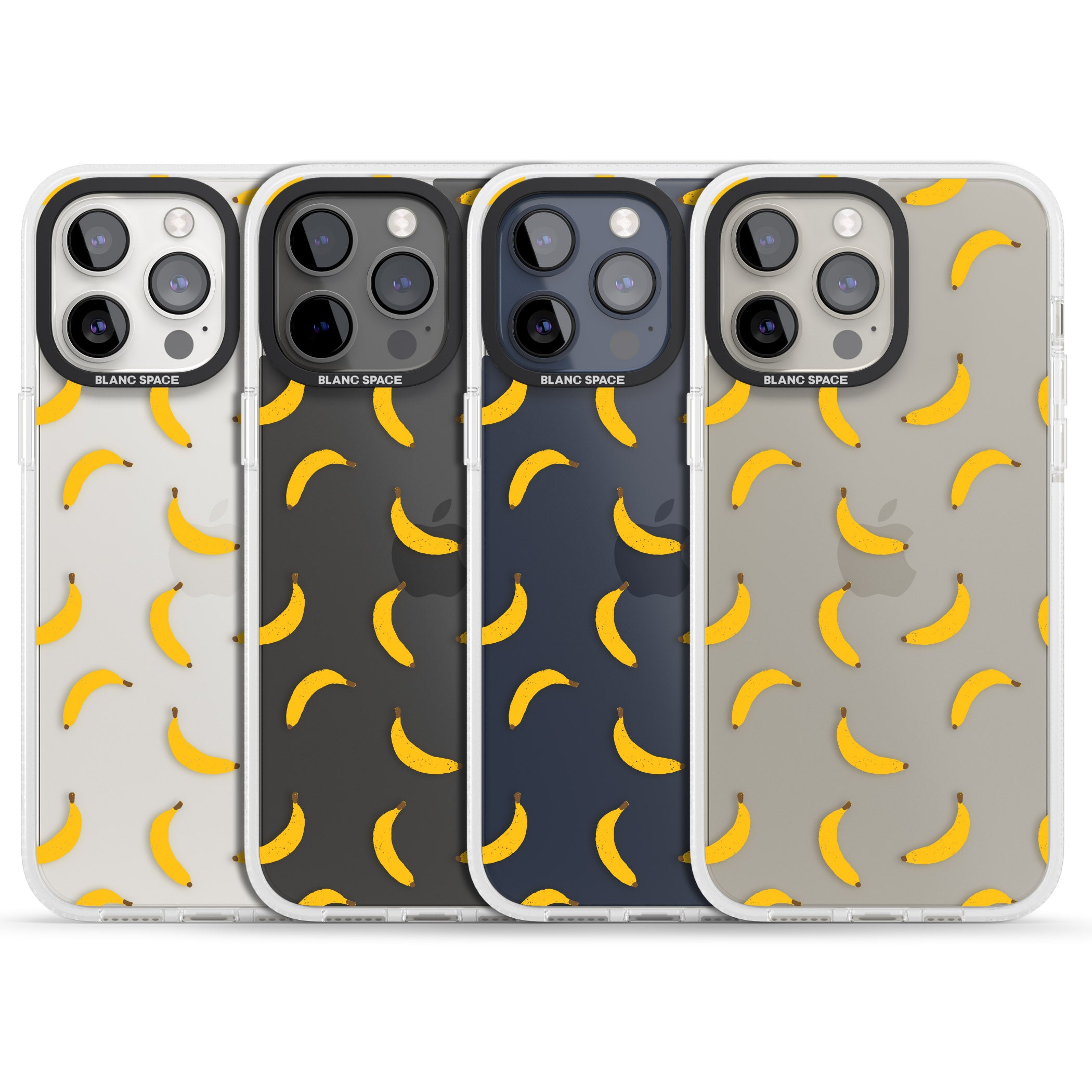 Banana Pattern iPhone 15 Pro Max / 15 Pro / 14 Pro Max / 14 Pro / 13 Pro Clear Case Impact Air - Blanc Space