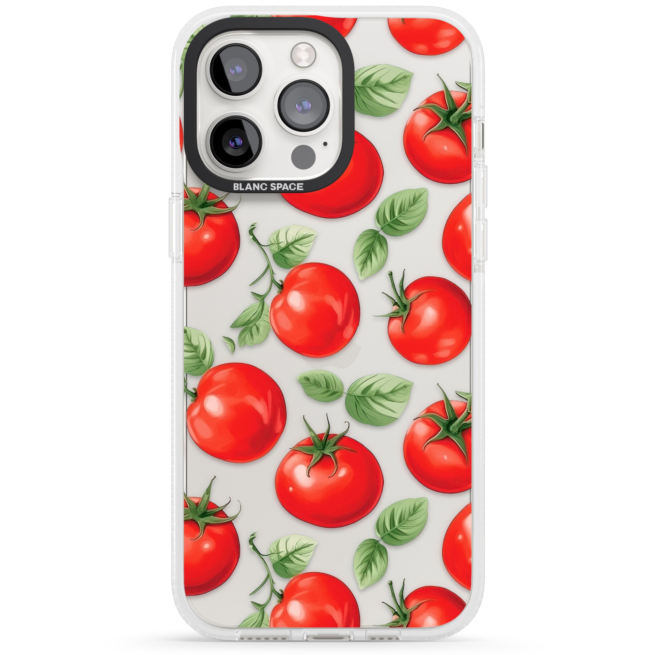 Tomato Pattern iPhone 15 Pro Max / 15 Pro / 14 Pro Max / 14 Pro / 13 Pro Clear Case Impact Air - Blanc Space