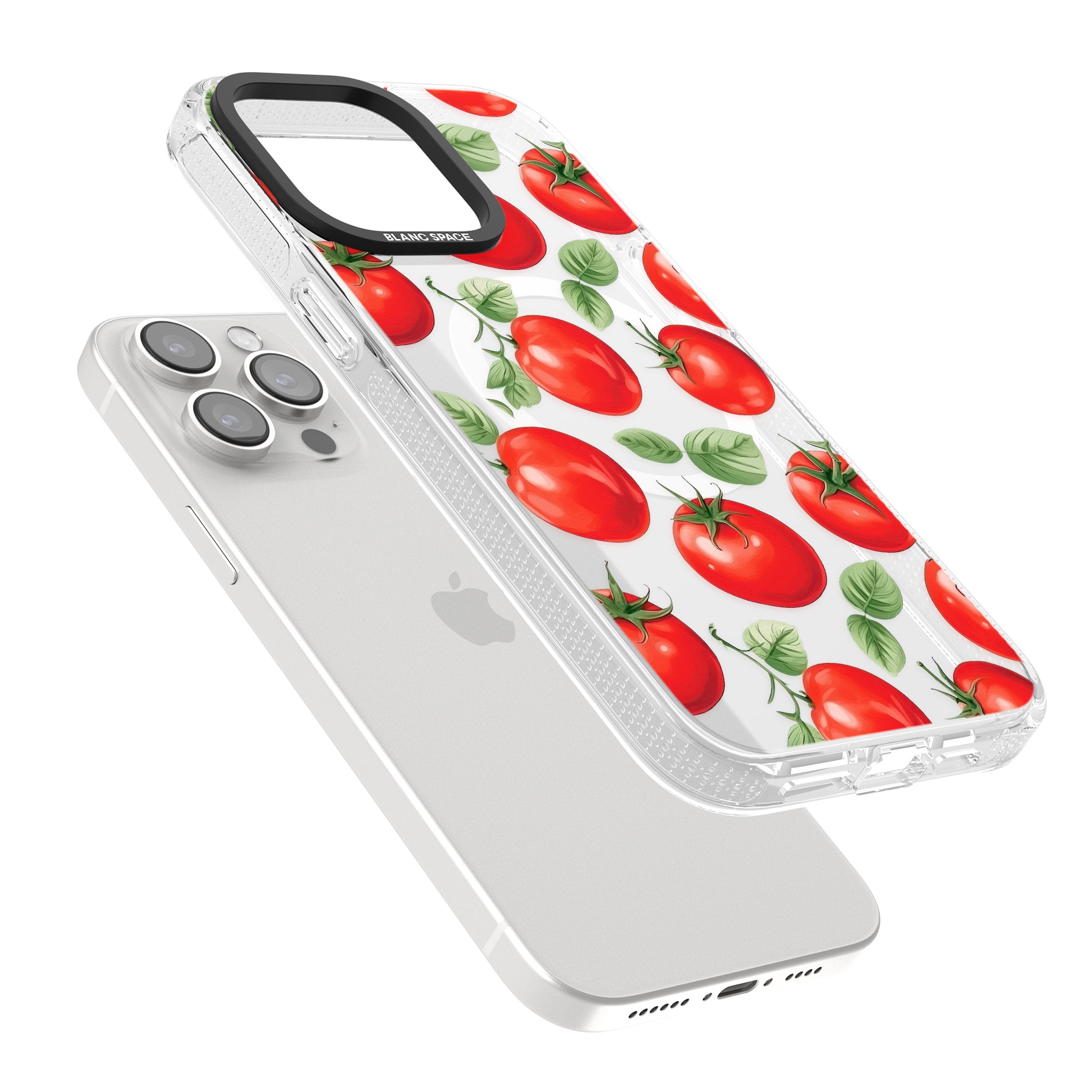 Tomato Pattern iPhone 15 Pro Max / 15 Pro / 14 Pro Max / 14 Pro / 13 Pro Clear Case Impact Air - Blanc Space