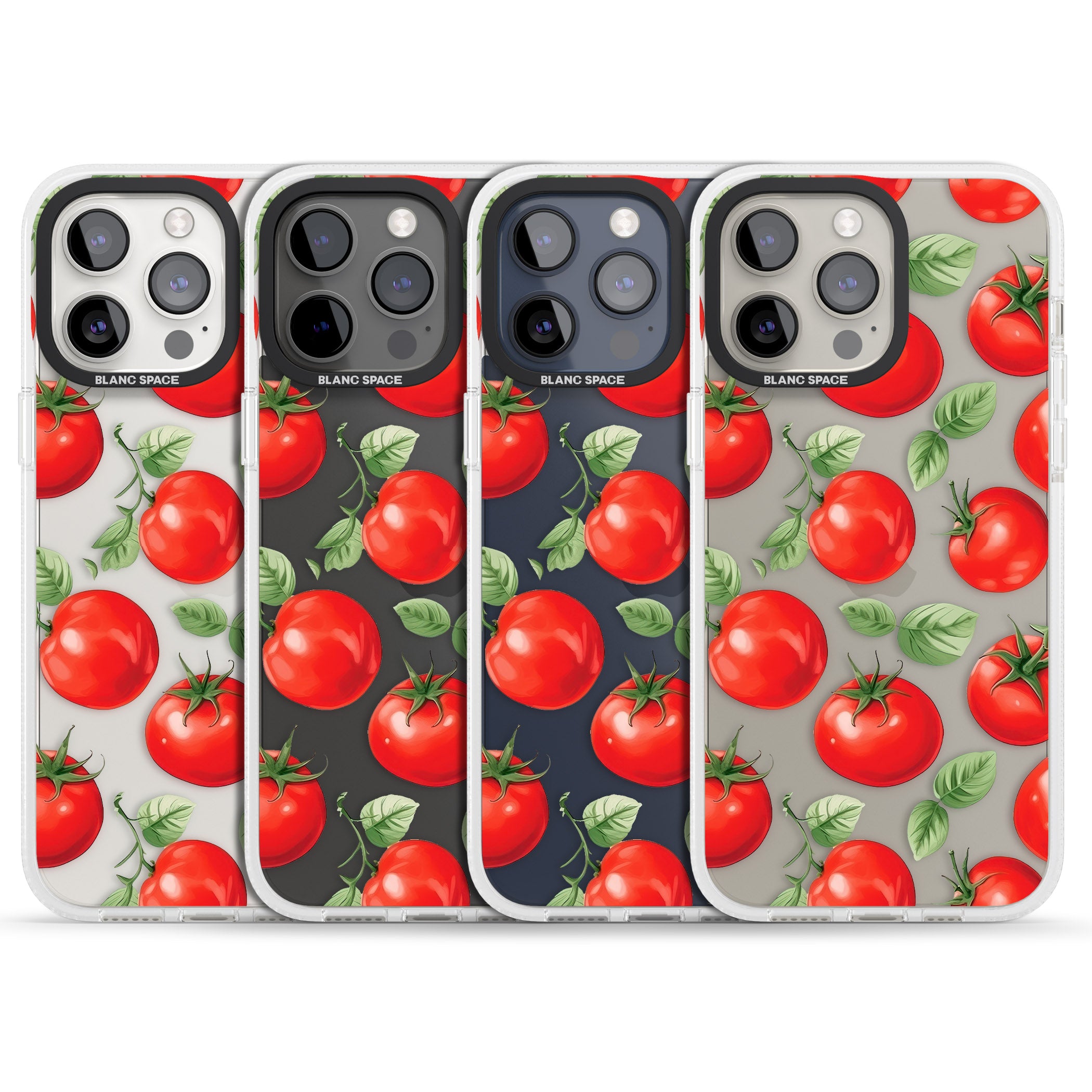 Tomato Pattern iPhone 15 Pro Max / 15 Pro / 14 Pro Max / 14 Pro / 13 Pro Clear Case Impact Air - Blanc Space