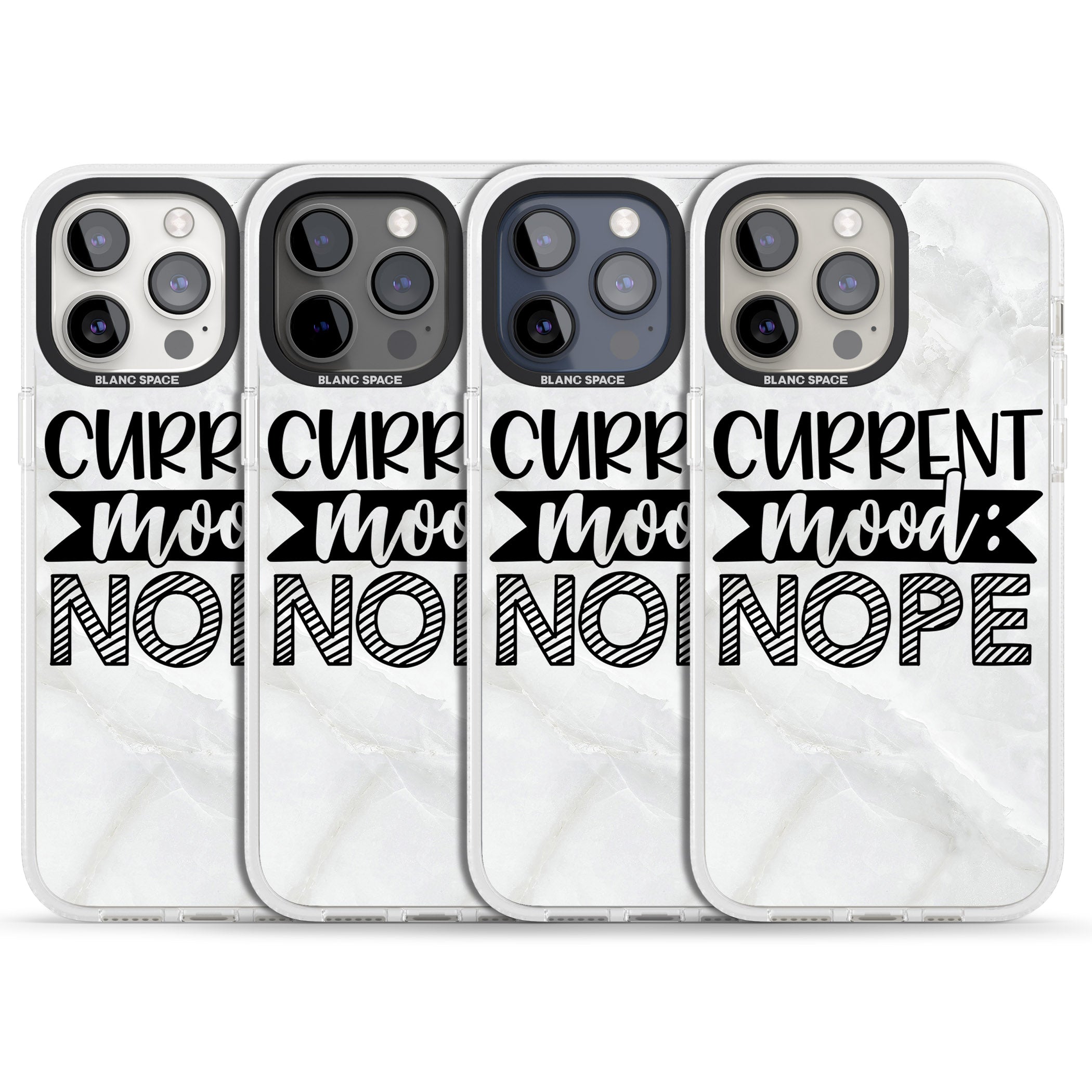 Current Mood NOPE iPhone 15 Pro Max / 15 Pro / 14 Pro Max / 14 Pro / 13 Pro Clear Case Impact Air - Blanc Space