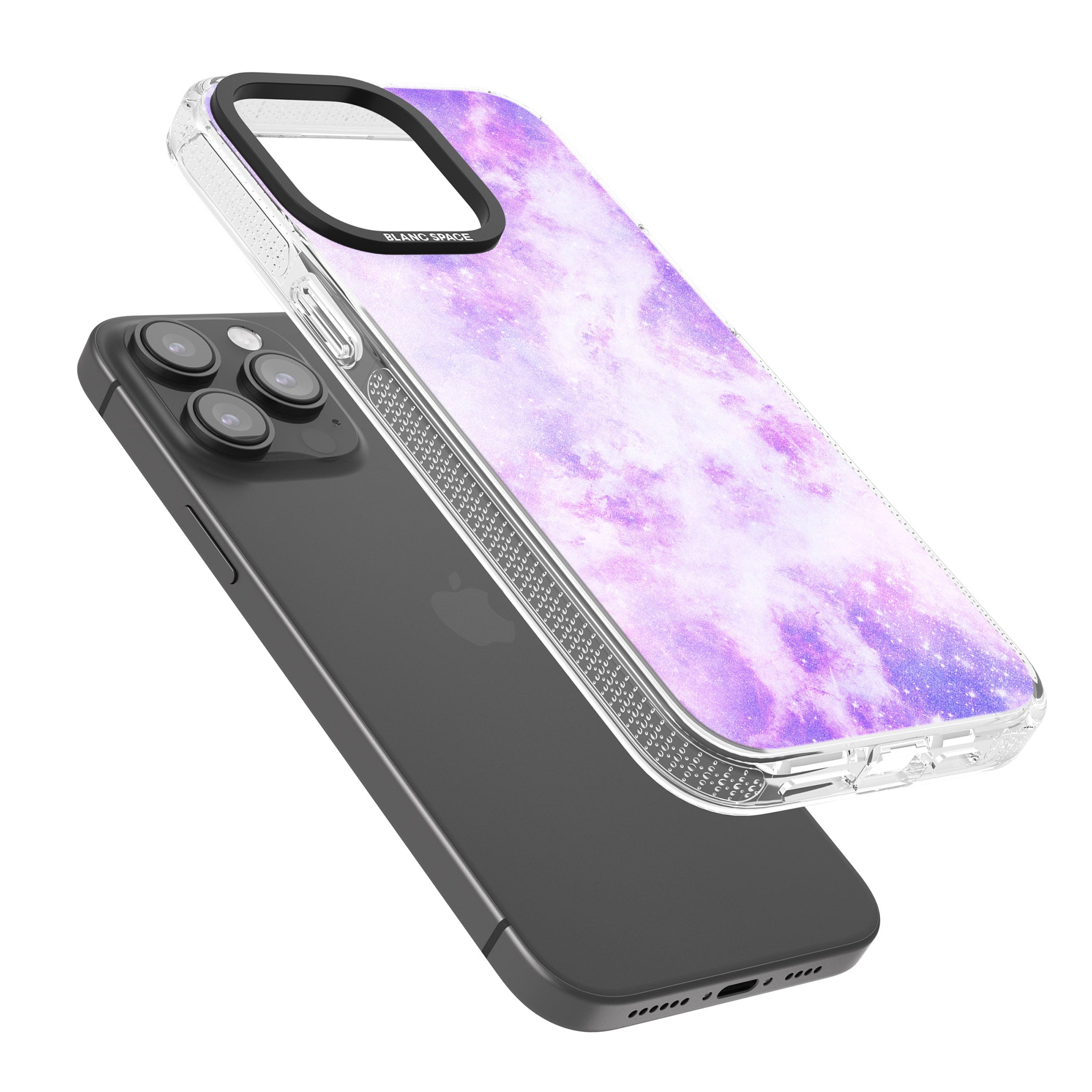 Purple Galaxy Pattern Design iPhone 15 Pro Max / 15 Pro / 14 Pro Max / 14 Pro / 13 Pro Clear Case Impact Air - Blanc Space