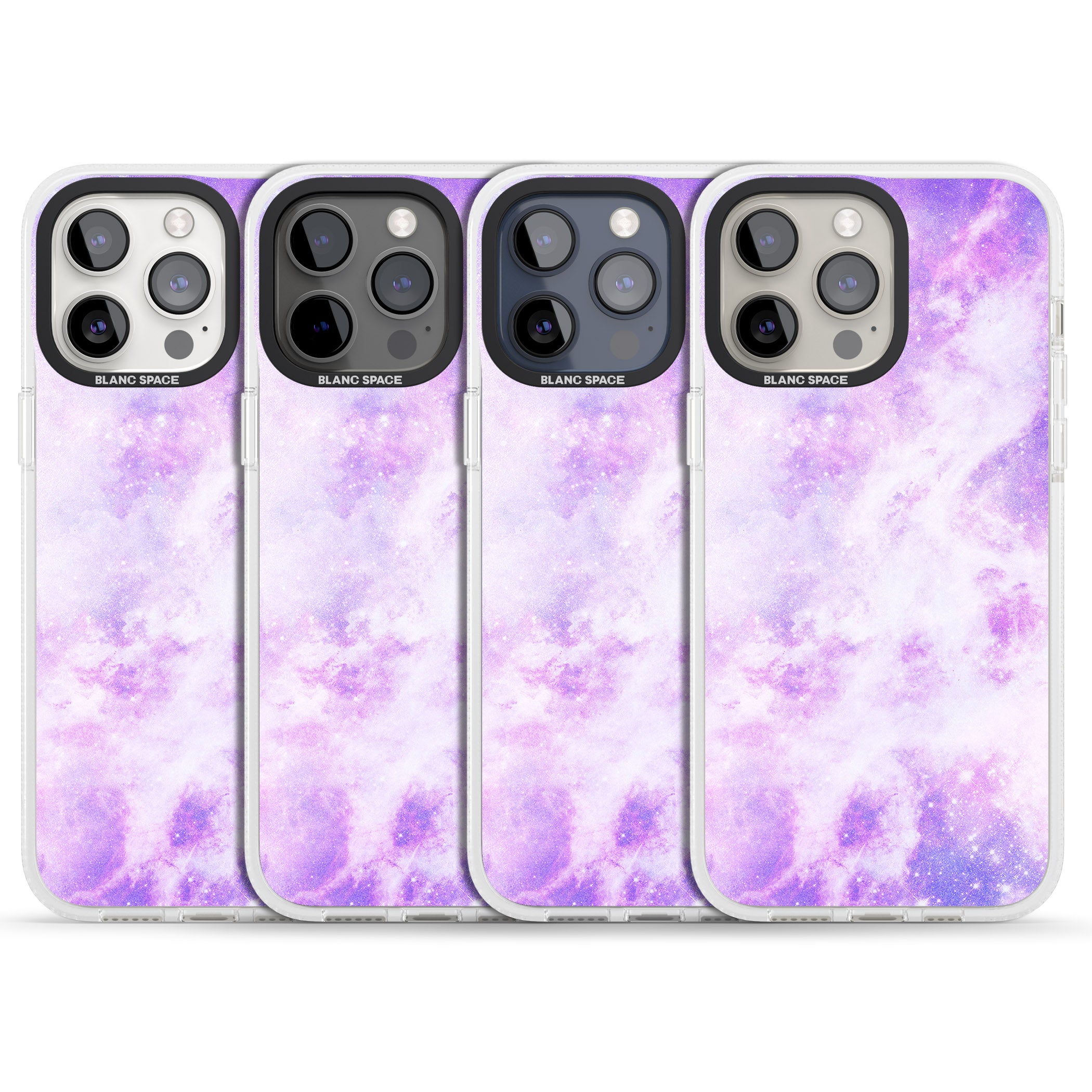 Purple Galaxy Pattern Design iPhone 15 Pro Max / 15 Pro / 14 Pro Max / 14 Pro / 13 Pro Clear Case Impact Air - Blanc Space