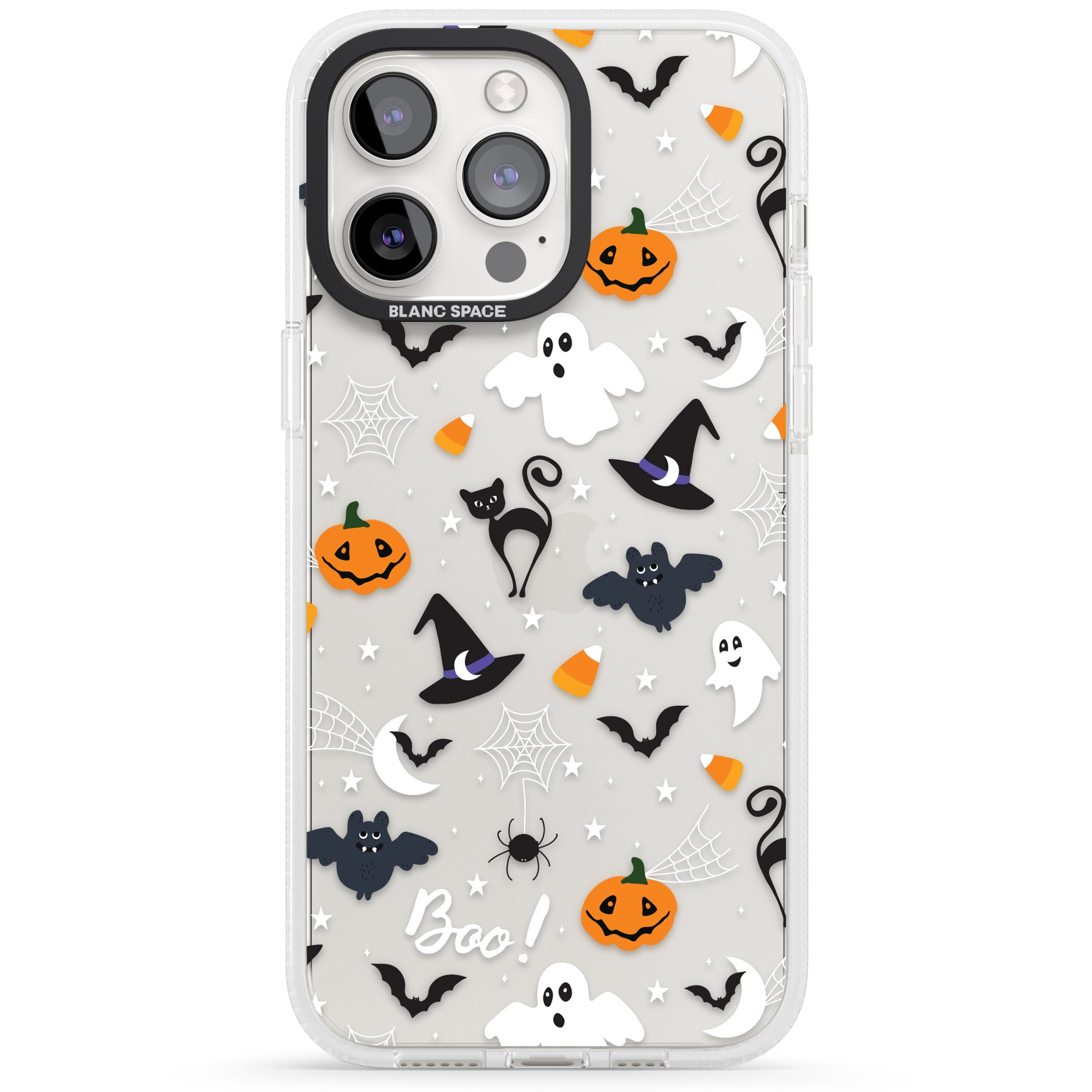 Halloween Mix Pattern iPhone 15 Pro Max / 15 Pro / 14 Pro Max / 14 Pro / 13 Pro Clear Case Impact Air - Blanc Space