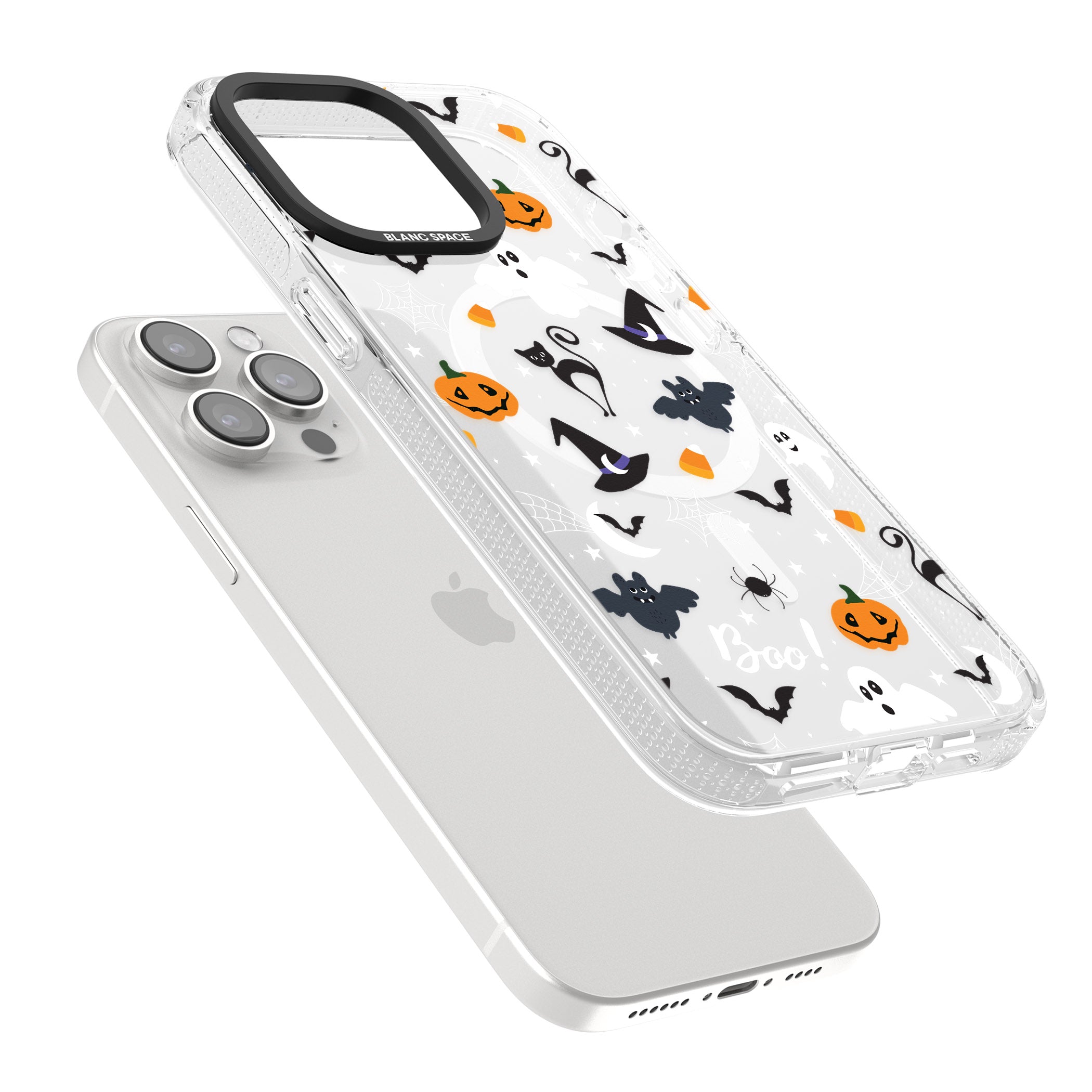 Halloween Mix Pattern iPhone 15 Pro Max / 15 Pro / 14 Pro Max / 14 Pro / 13 Pro Clear Case Impact Air - Blanc Space