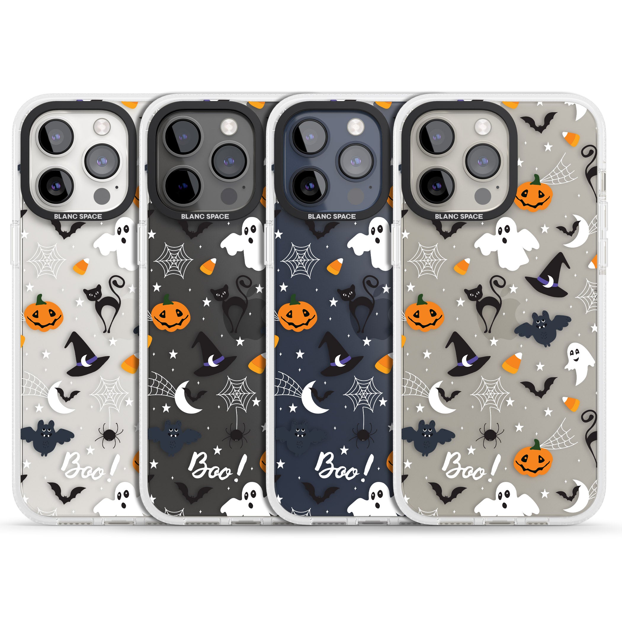 Halloween Mix Pattern iPhone 15 Pro Max / 15 Pro / 14 Pro Max / 14 Pro / 13 Pro Clear Case Impact Air - Blanc Space