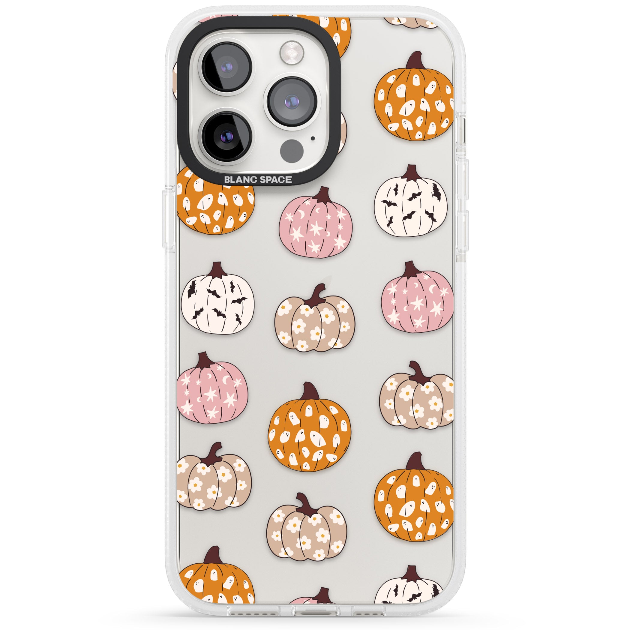 Floral Pumpkins iPhone 15 Pro Max / 15 Pro / 14 Pro Max / 14 Pro / 13 Pro Clear Case Impact Air - Blanc Space