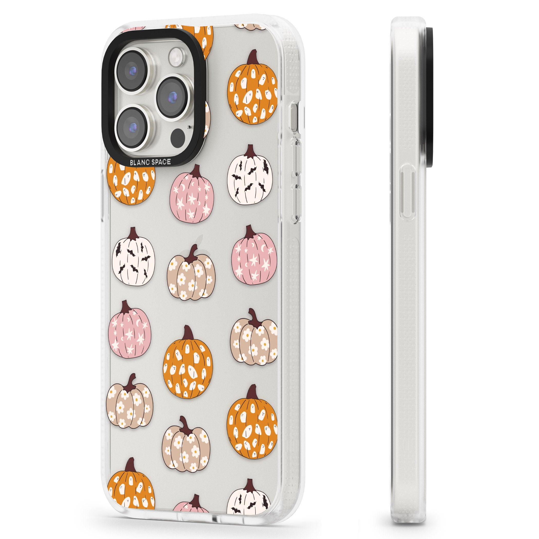Floral Pumpkins iPhone 15 Pro Max / 15 Pro / 14 Pro Max / 14 Pro / 13 Pro Clear Case Impact Air - Blanc Space