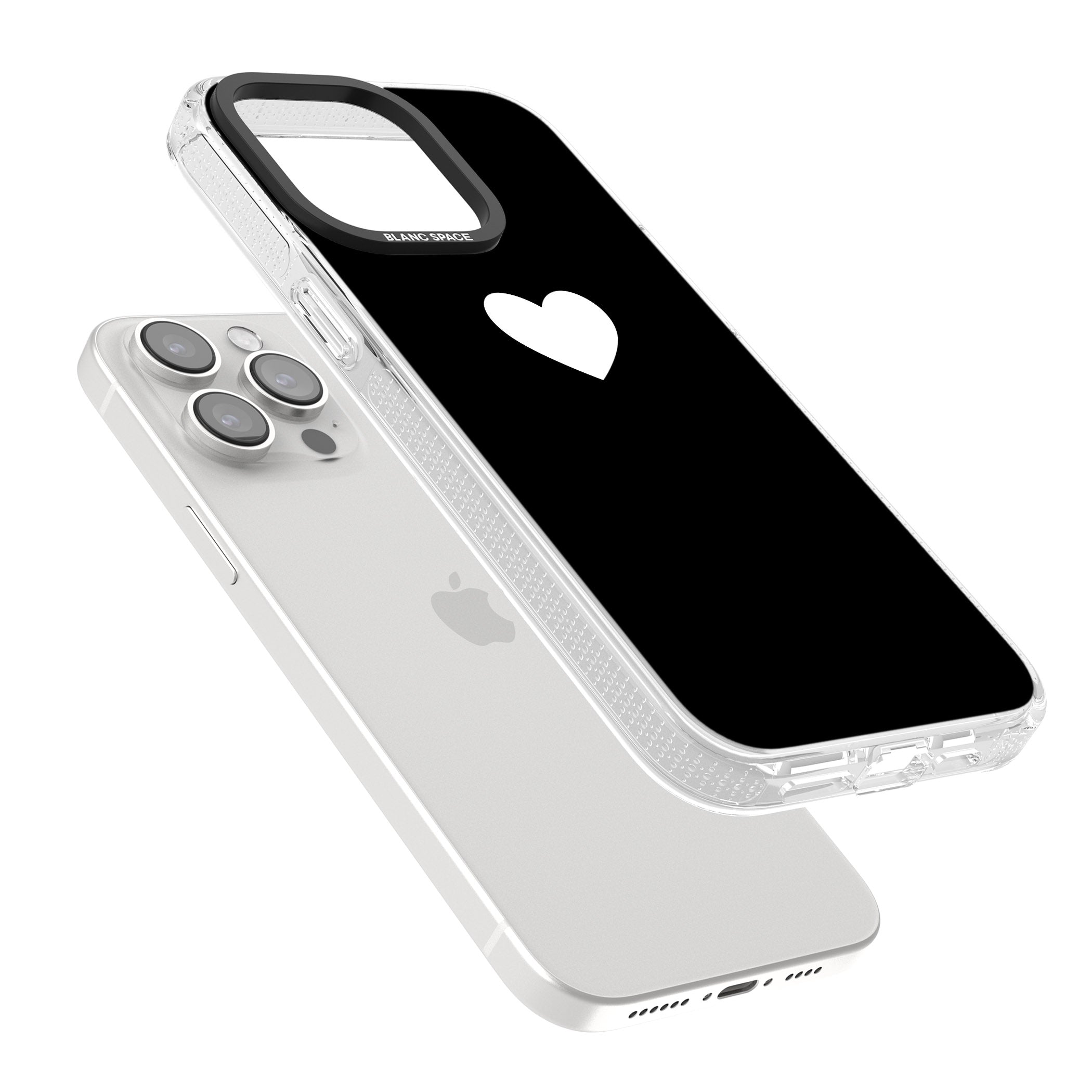 Single Heart Design: White & iPhone 15 Pro Max / 15 Pro / 14 Pro Max / 14 Pro / 13 Pro Clear Case Impact Air - Blanc Space