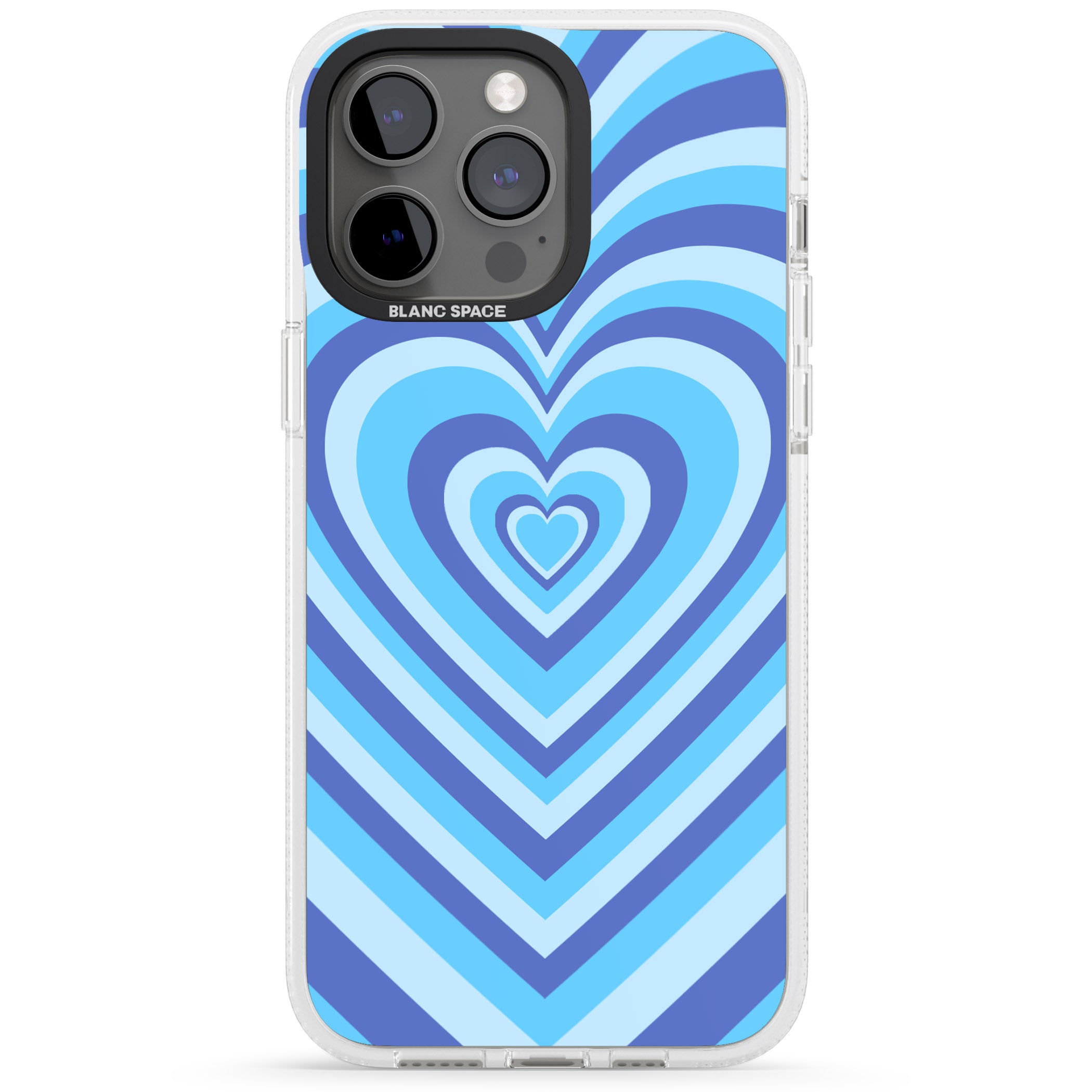 Blue Heart Illusion iPhone 15 Pro Max / 15 Pro / 14 Pro Max / 14 Pro / 13 Pro Clear Case Impact Air - Blanc Space