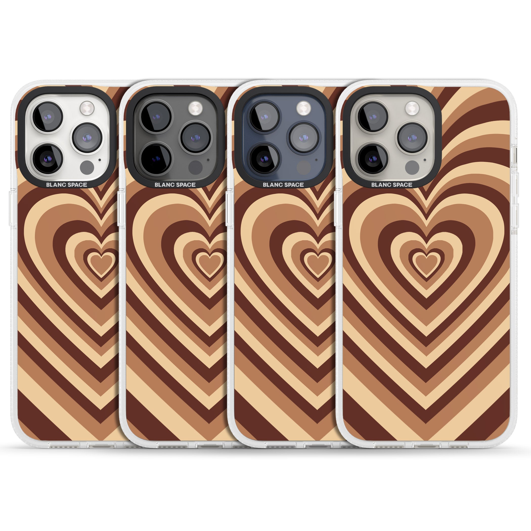 Latte Heart Illusion iPhone 15 Pro Max / 15 Pro / 14 Pro Max / 14 Pro / 13 Pro Clear Case Impact Air - Blanc Space