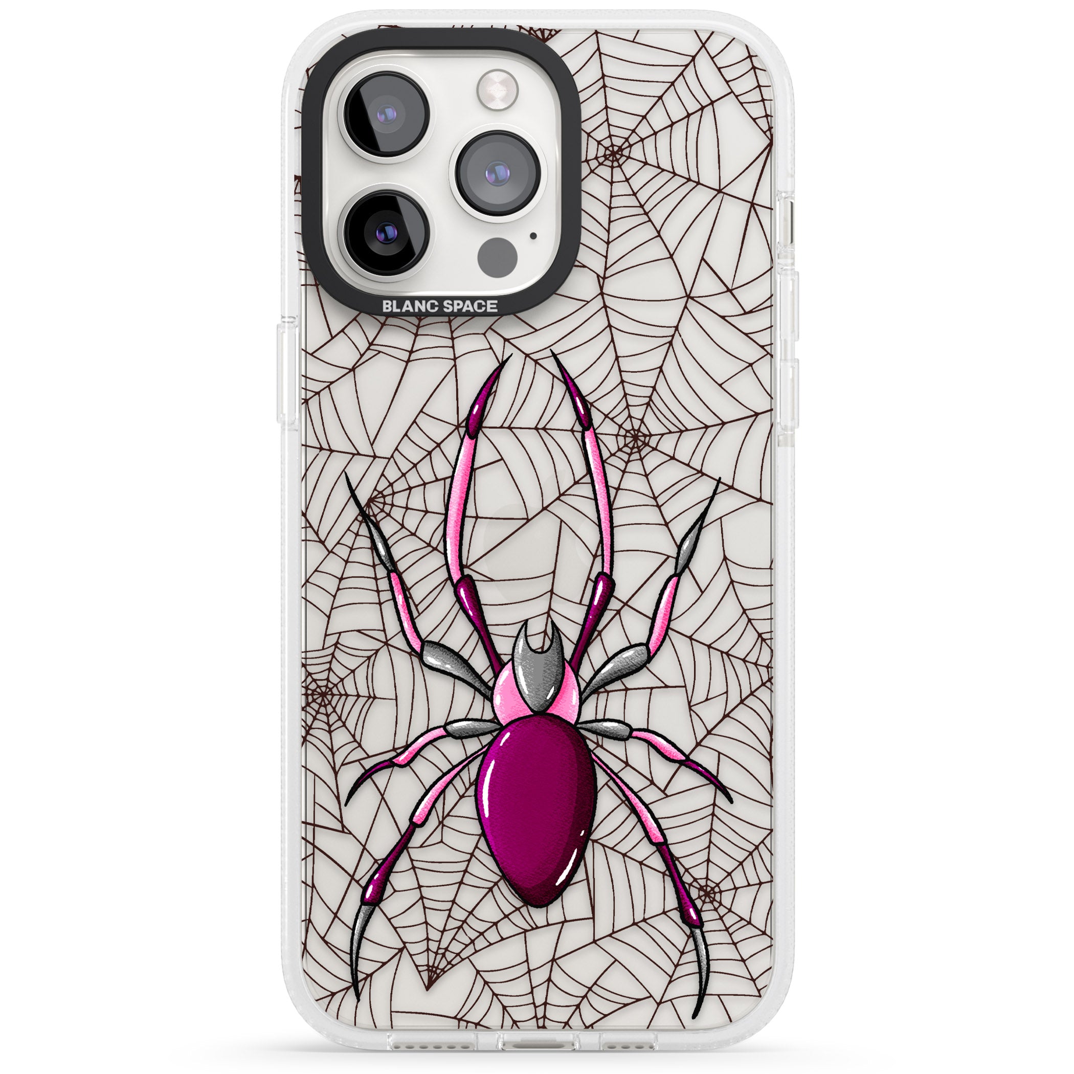 Arachnophobia iPhone 15 Pro Max / 15 Pro / 14 Pro Max / 14 Pro / 13 Pro Clear Case Impact Air - Blanc Space