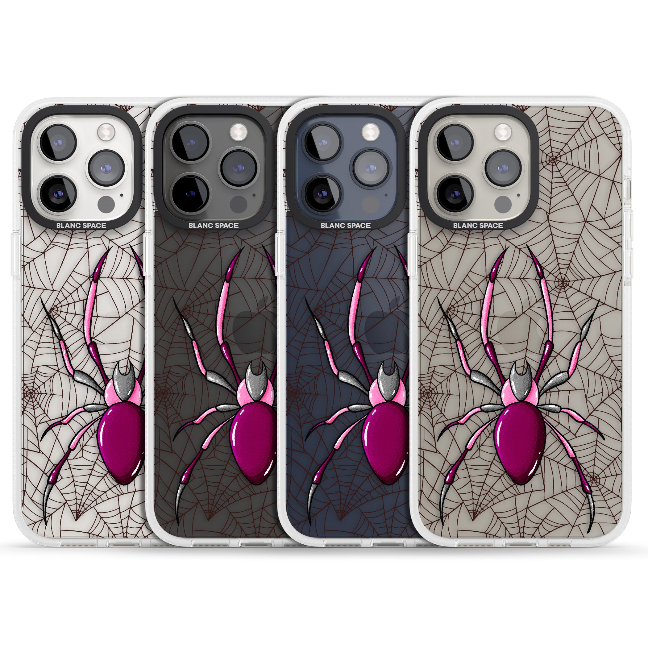 Arachnophobia iPhone 15 Pro Max / 15 Pro / 14 Pro Max / 14 Pro / 13 Pro Clear Case Impact Air - Blanc Space