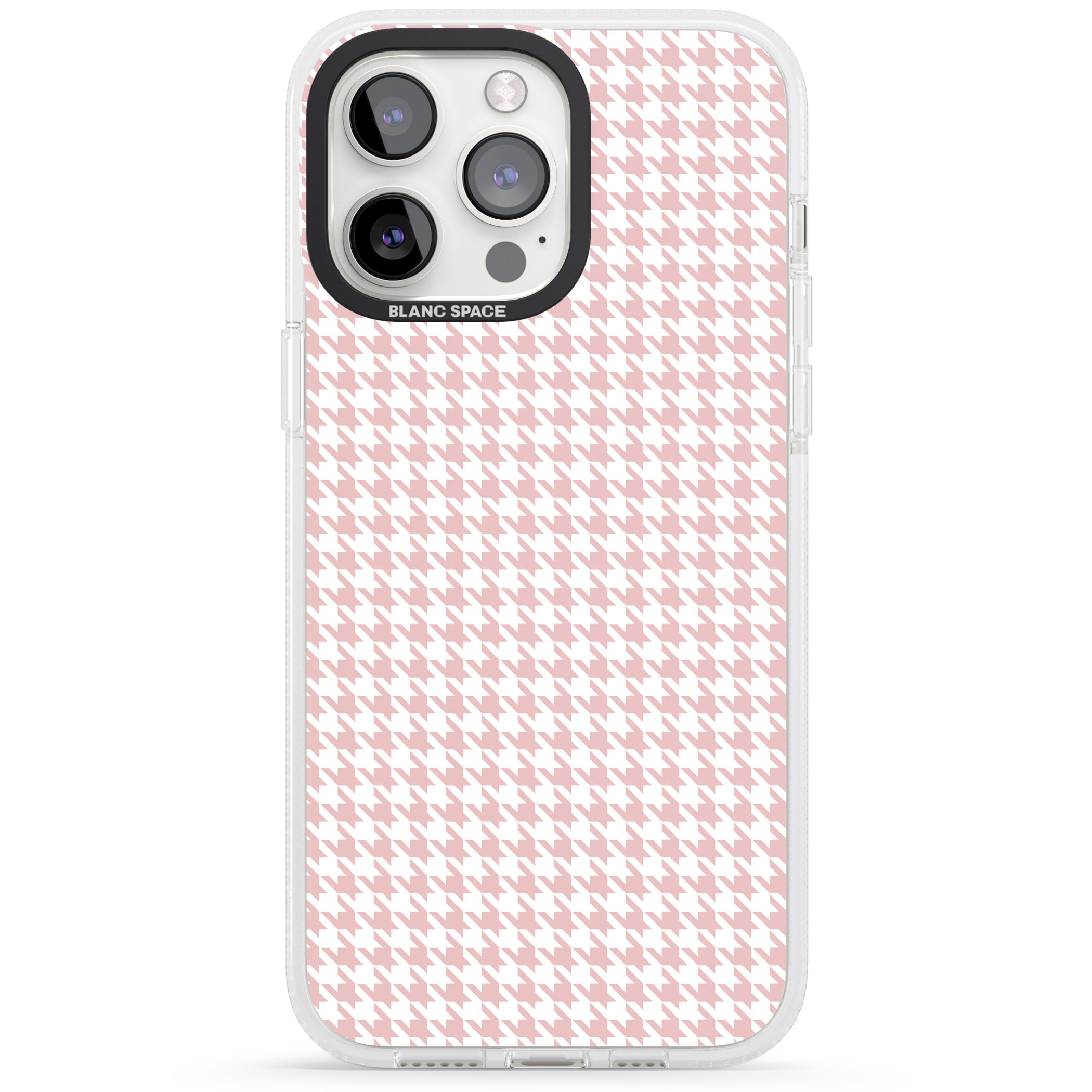 Pink Houndstooth Pattern iPhone 15 Pro Max / 15 Pro / 14 Pro Max / 14 Pro / 13 Pro Clear Case Impact Air - Blanc Space