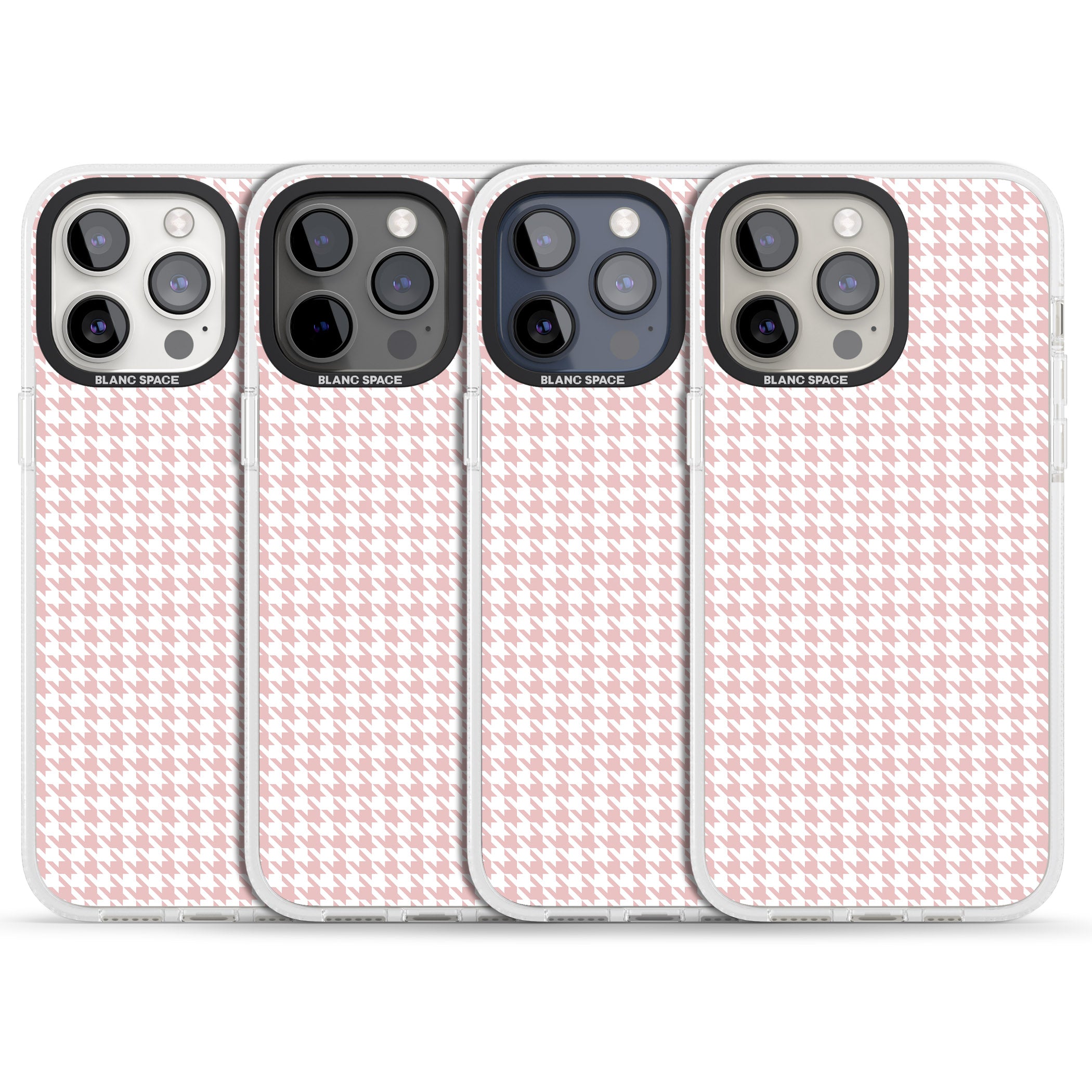 Pink Houndstooth Pattern iPhone 15 Pro Max / 15 Pro / 14 Pro Max / 14 Pro / 13 Pro Clear Case Impact Air - Blanc Space