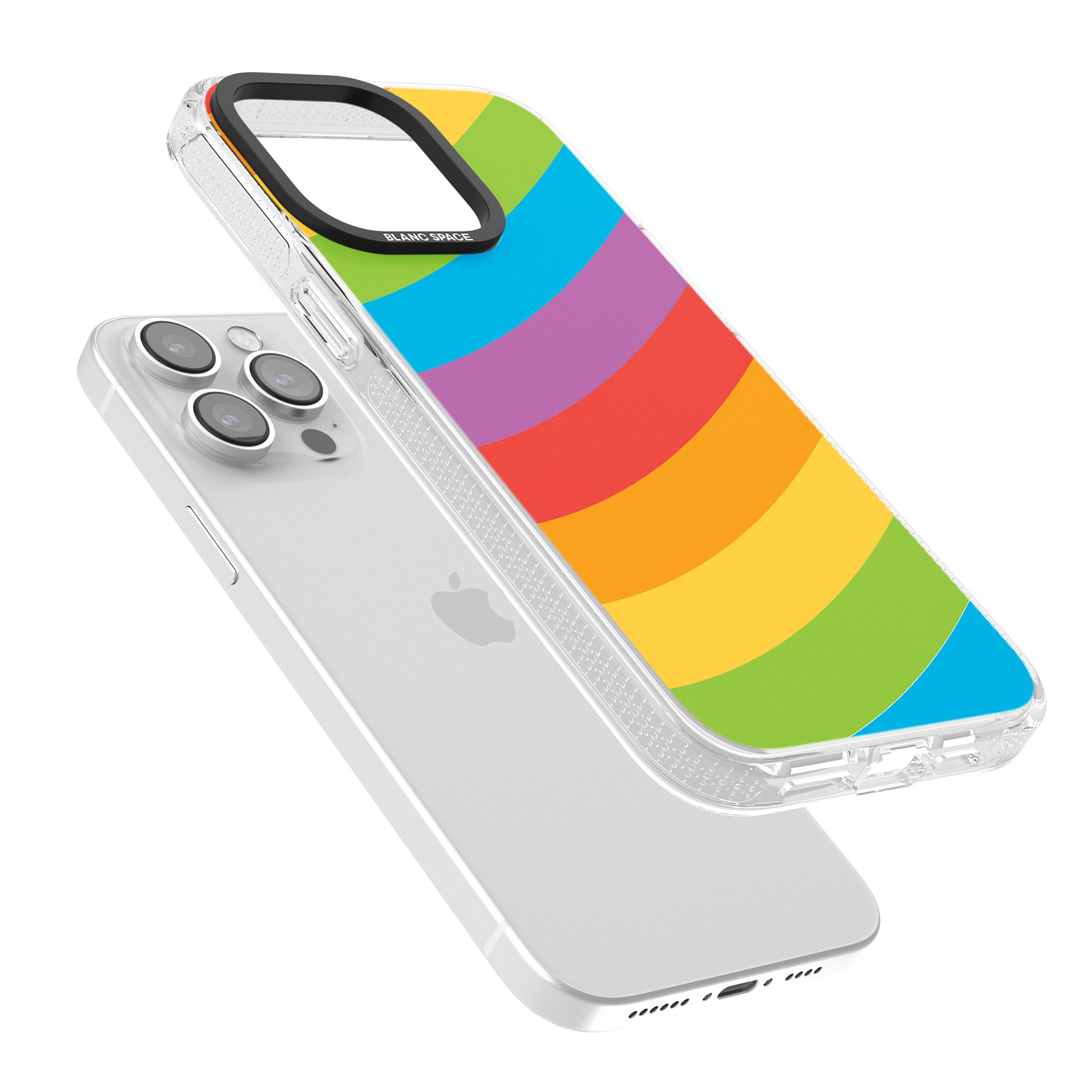 Lucky Rainbow iPhone 15 Pro Max / 15 Pro / 14 Pro Max / 14 Pro / 13 Pro Clear Case Impact Air - Blanc Space