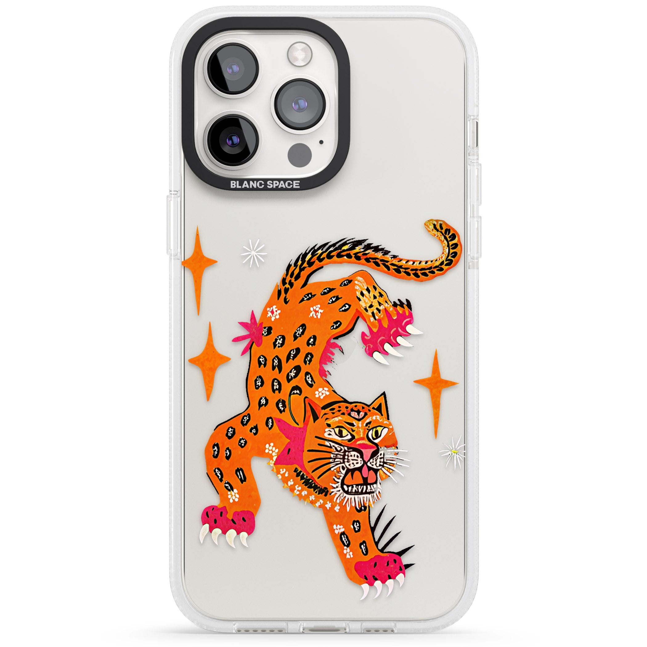 Fierce Jaguar (Clear) iPhone 15 Pro Max / 15 Pro / 14 Pro Max / 14 Pro / 13 Pro Clear Case Impact Air - Blanc Space