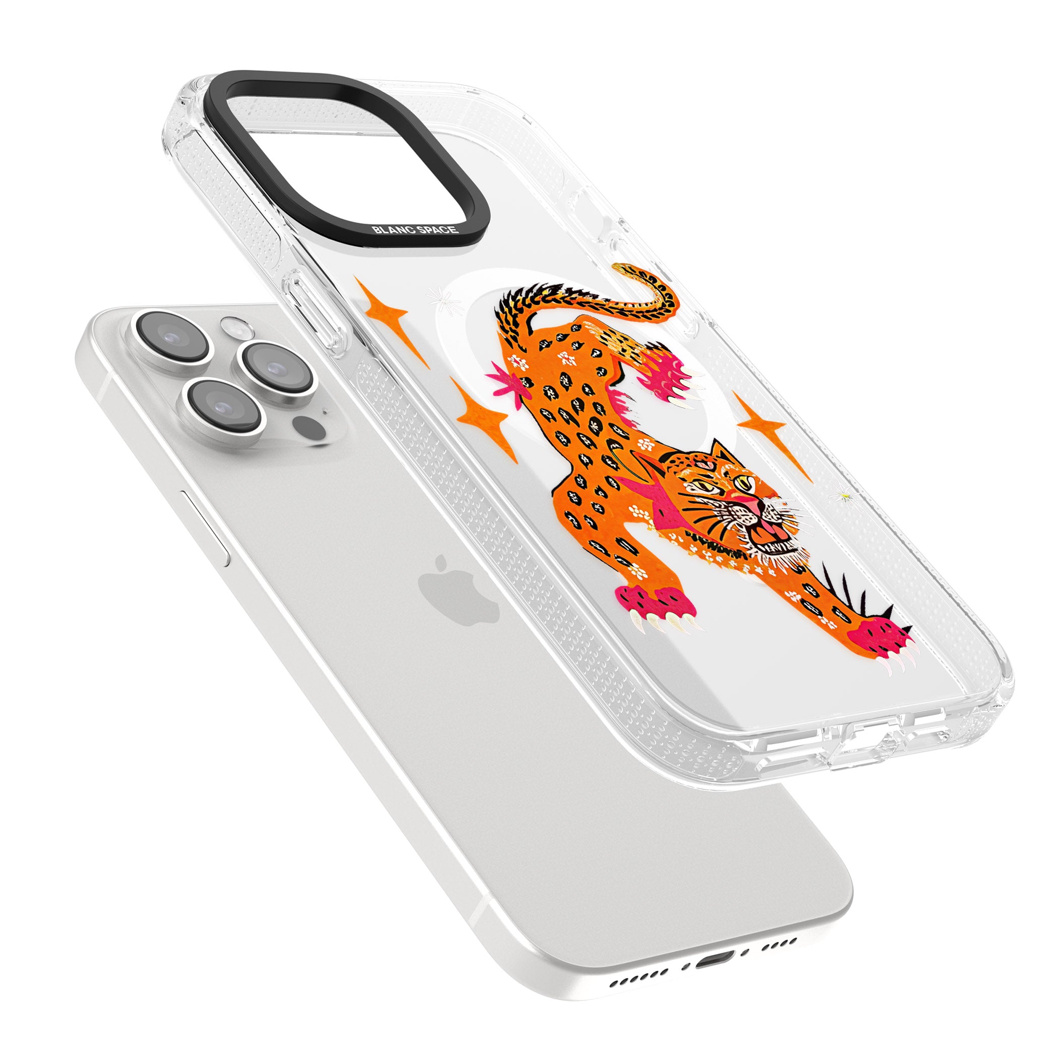 Fierce Jaguar (Clear) iPhone 15 Pro Max / 15 Pro / 14 Pro Max / 14 Pro / 13 Pro Clear Case Impact Air - Blanc Space