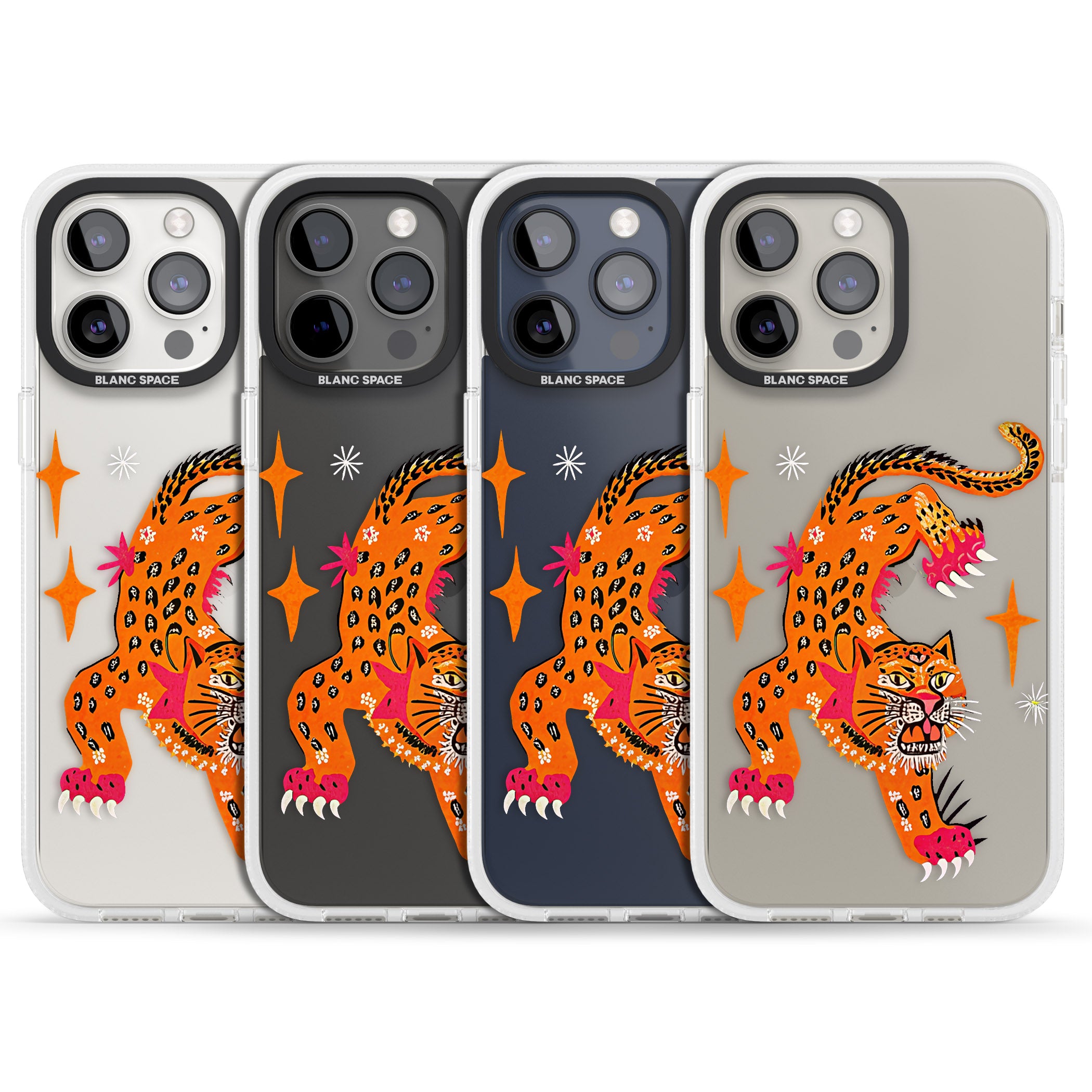 Fierce Jaguar (Clear) iPhone 15 Pro Max / 15 Pro / 14 Pro Max / 14 Pro / 13 Pro Clear Case Impact Air - Blanc Space