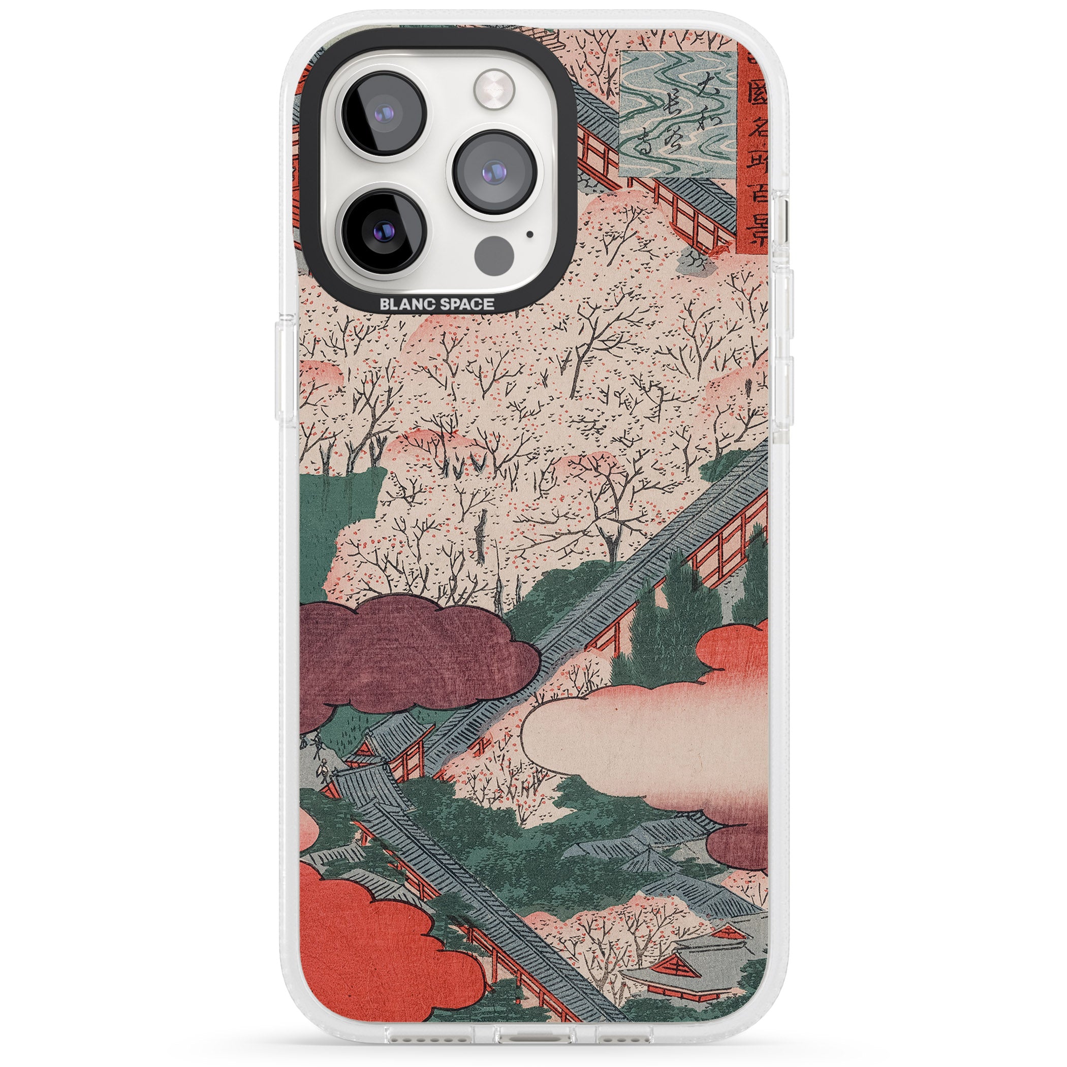 Vintage Japanese Illustrations Japanese City iPhone 15 Pro Max / 15 Pro / 14 Pro Max / 14 Pro / 13 Pro Clear Case Impact Air - Blanc Space