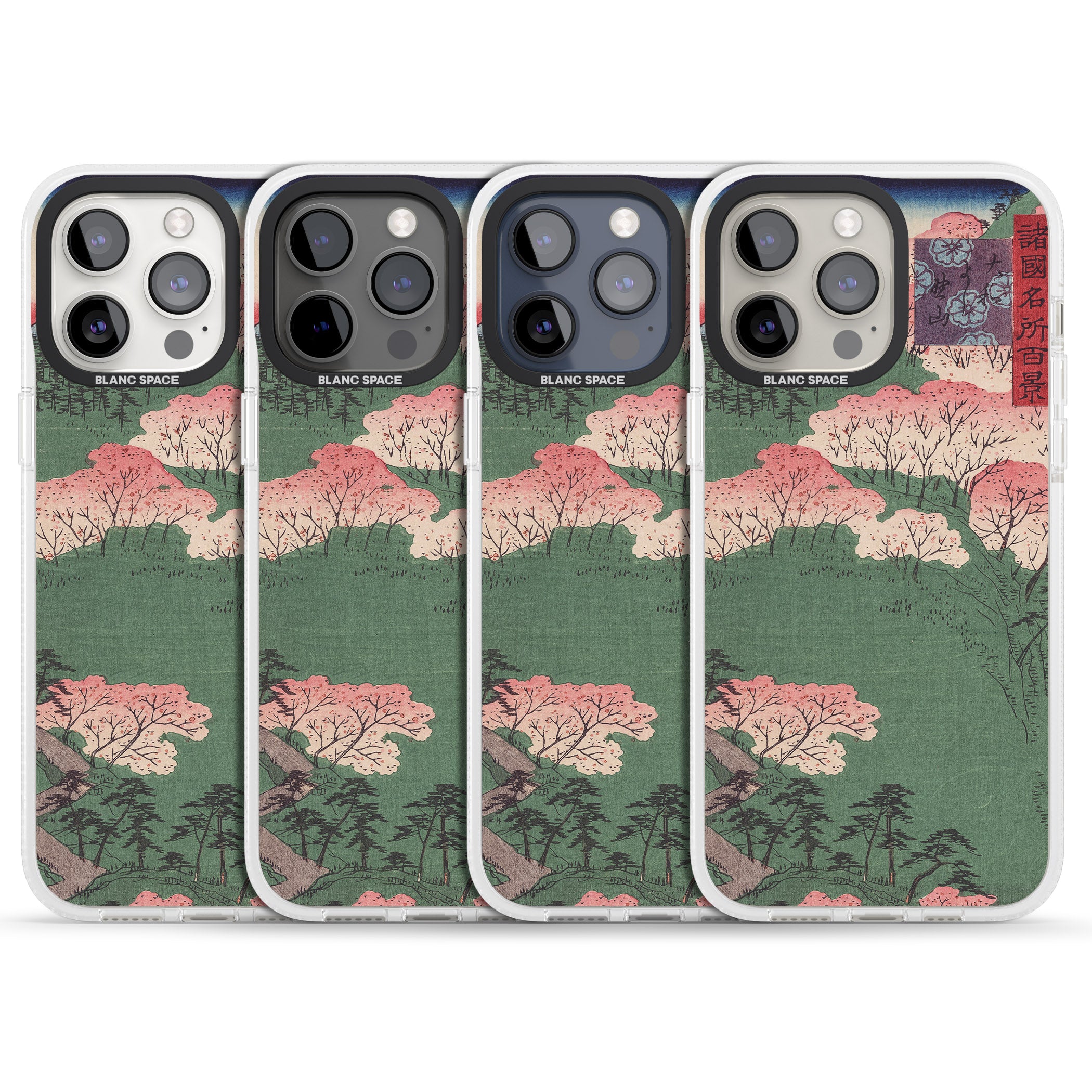 Japanese Illustration Cherry Blossom Forest iPhone 15 Pro Max / 15 Pro / 14 Pro Max / 14 Pro / 13 Pro Clear Case Impact Air - Blanc Space
