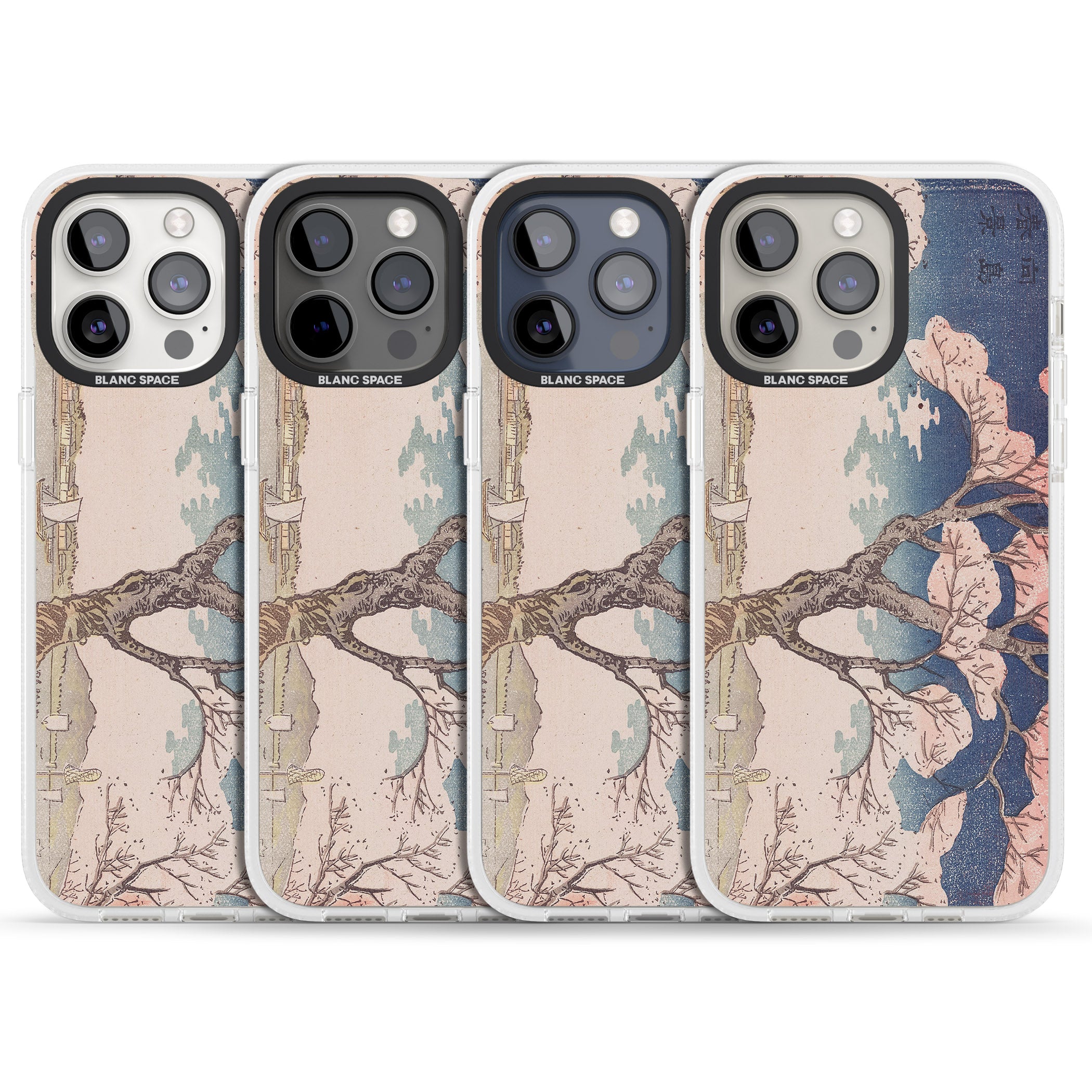 Vintage Japanese Illustrations Cherry Tree iPhone 15 Pro Max / 15 Pro / 14 Pro Max / 14 Pro / 13 Pro Clear Case Impact Air - Blanc Space