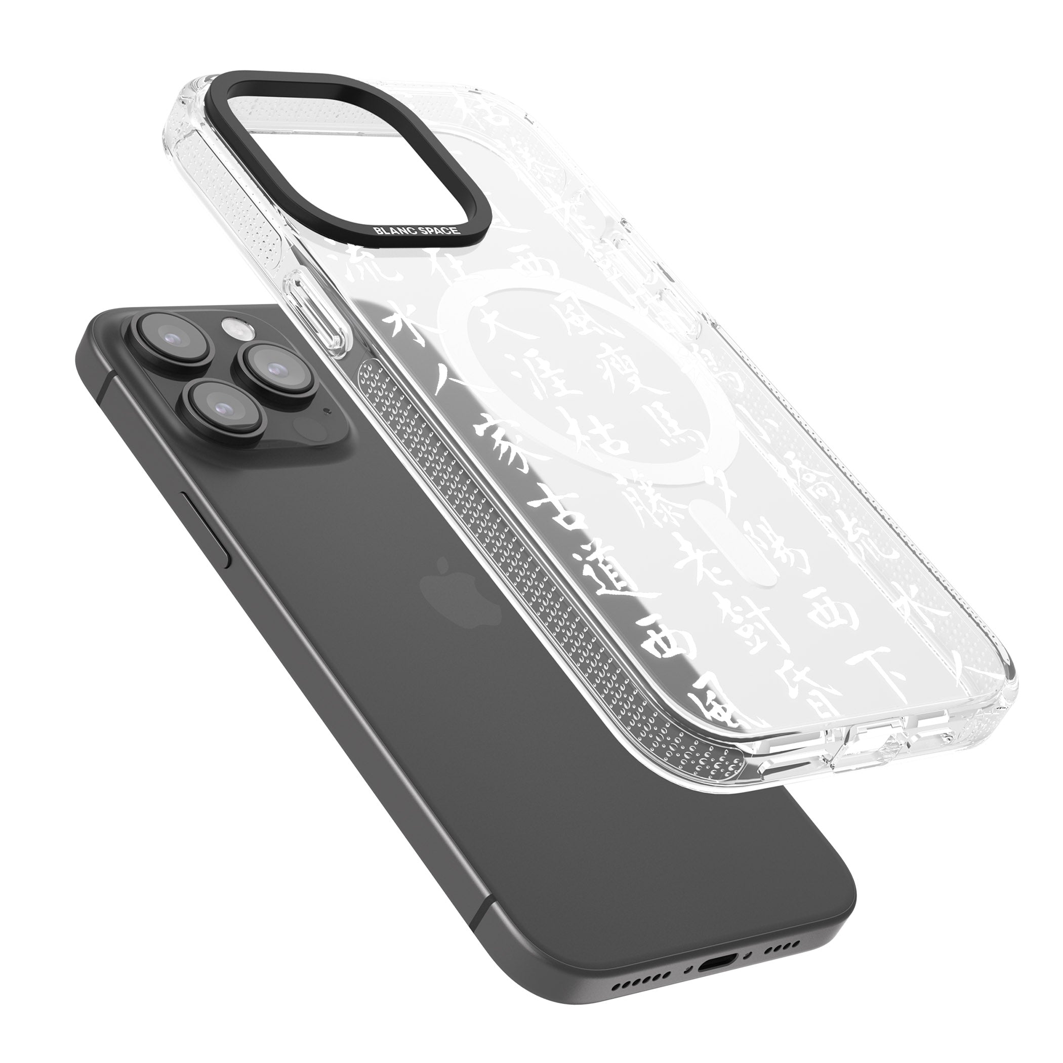 White Japanese Kanji Script iPhone 15 Pro Max / 15 Pro / 14 Pro Max / 14 Pro / 13 Pro Clear Case Impact Air - Blanc Space