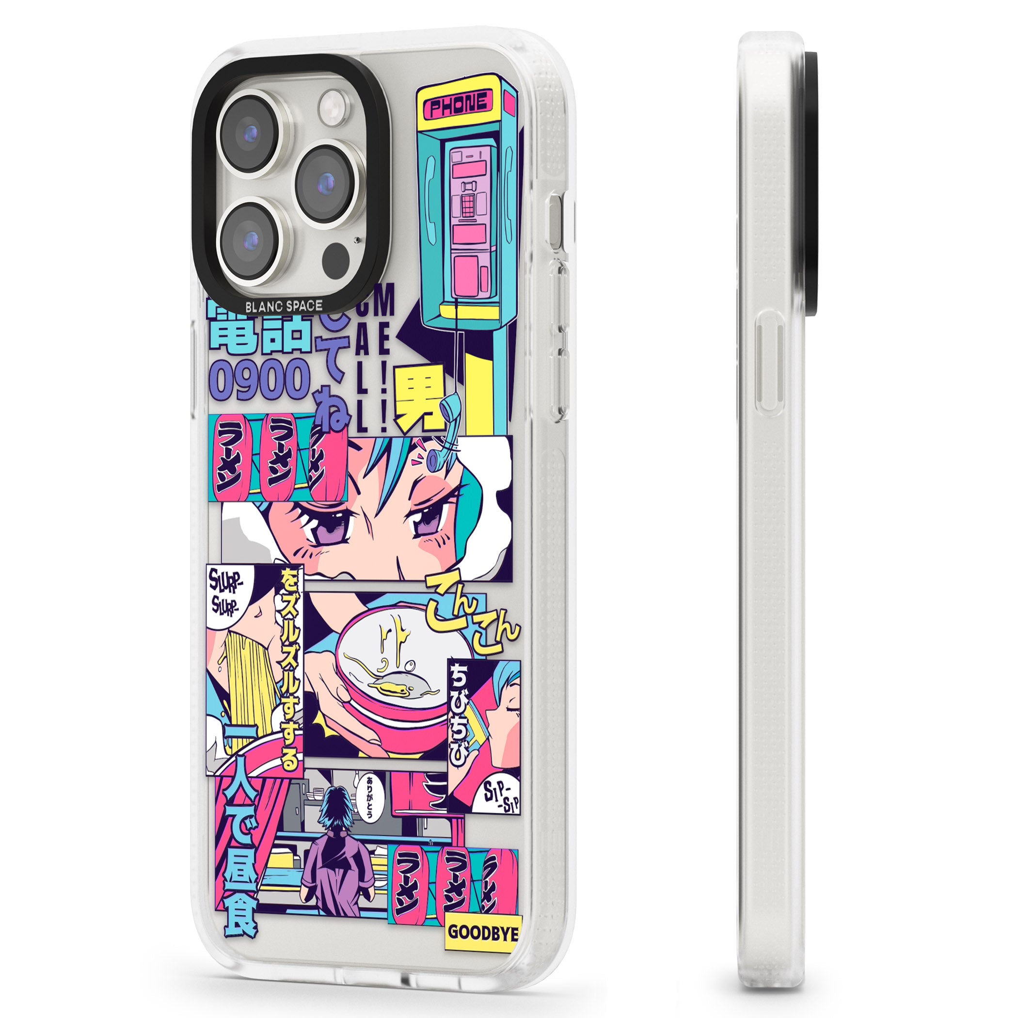 Vibrant Anime Comic iPhone 15 Pro Max / 15 Pro / 14 Pro Max / 14 Pro / 13 Pro Clear Case Impact Air - Blanc Space
