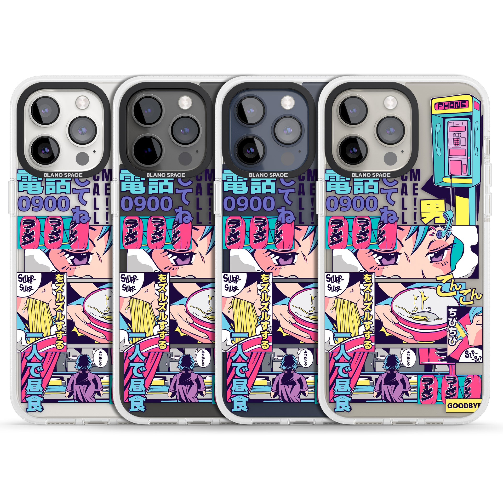 Vibrant Anime Comic iPhone 15 Pro Max / 15 Pro / 14 Pro Max / 14 Pro / 13 Pro Clear Case Impact Air - Blanc Space