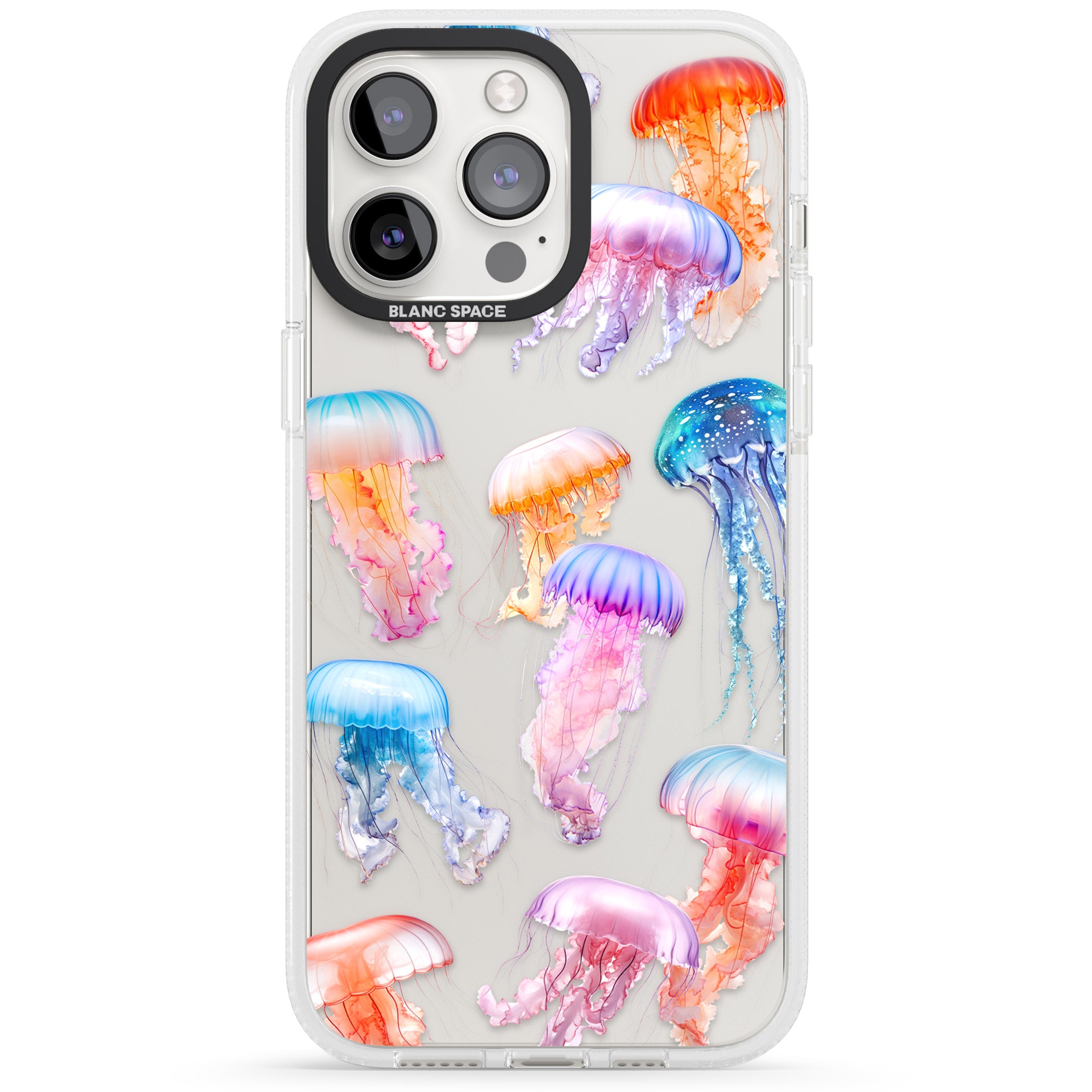 Vibrant Jellyfish iPhone 15 Pro Max / 15 Pro / 14 Pro Max / 14 Pro / 13 Pro Clear Case Impact Air - Blanc Space