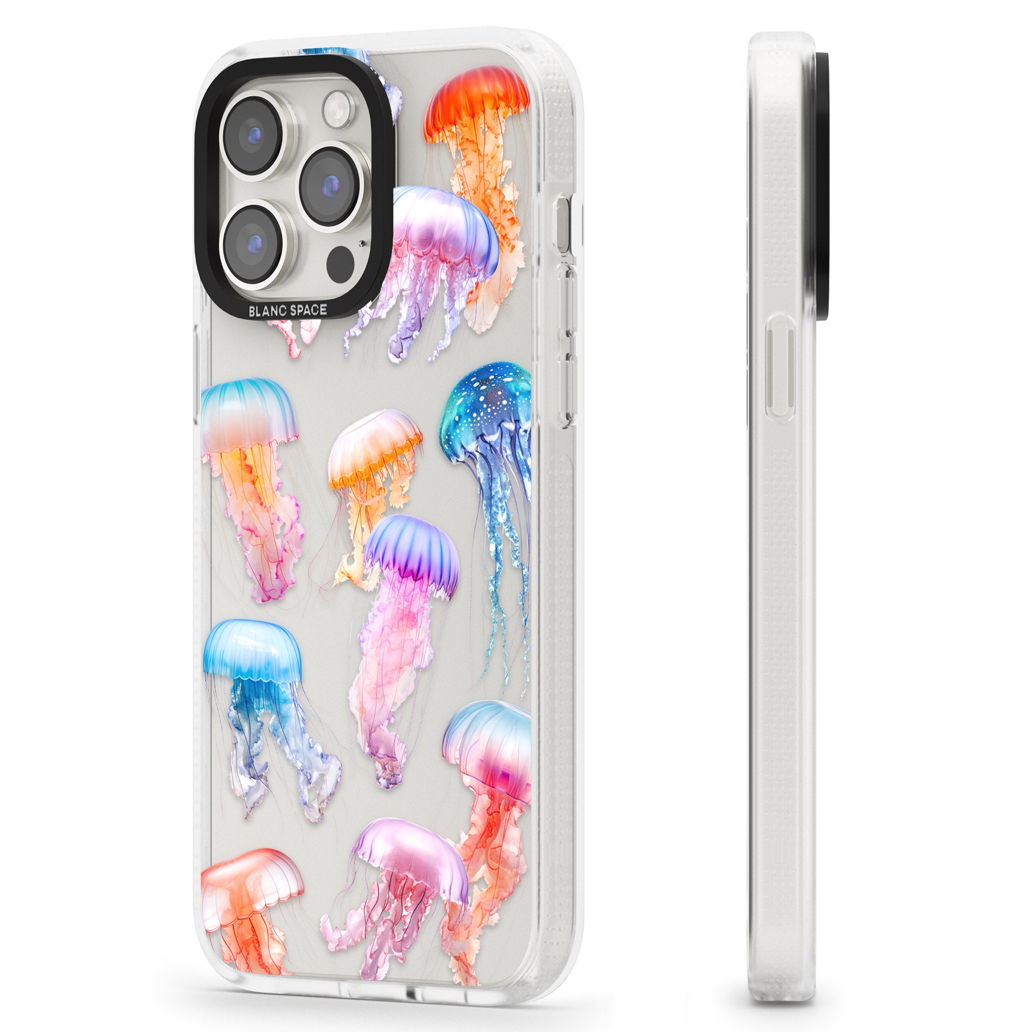 Vibrant Jellyfish iPhone 15 Pro Max / 15 Pro / 14 Pro Max / 14 Pro / 13 Pro Clear Case Impact Air - Blanc Space
