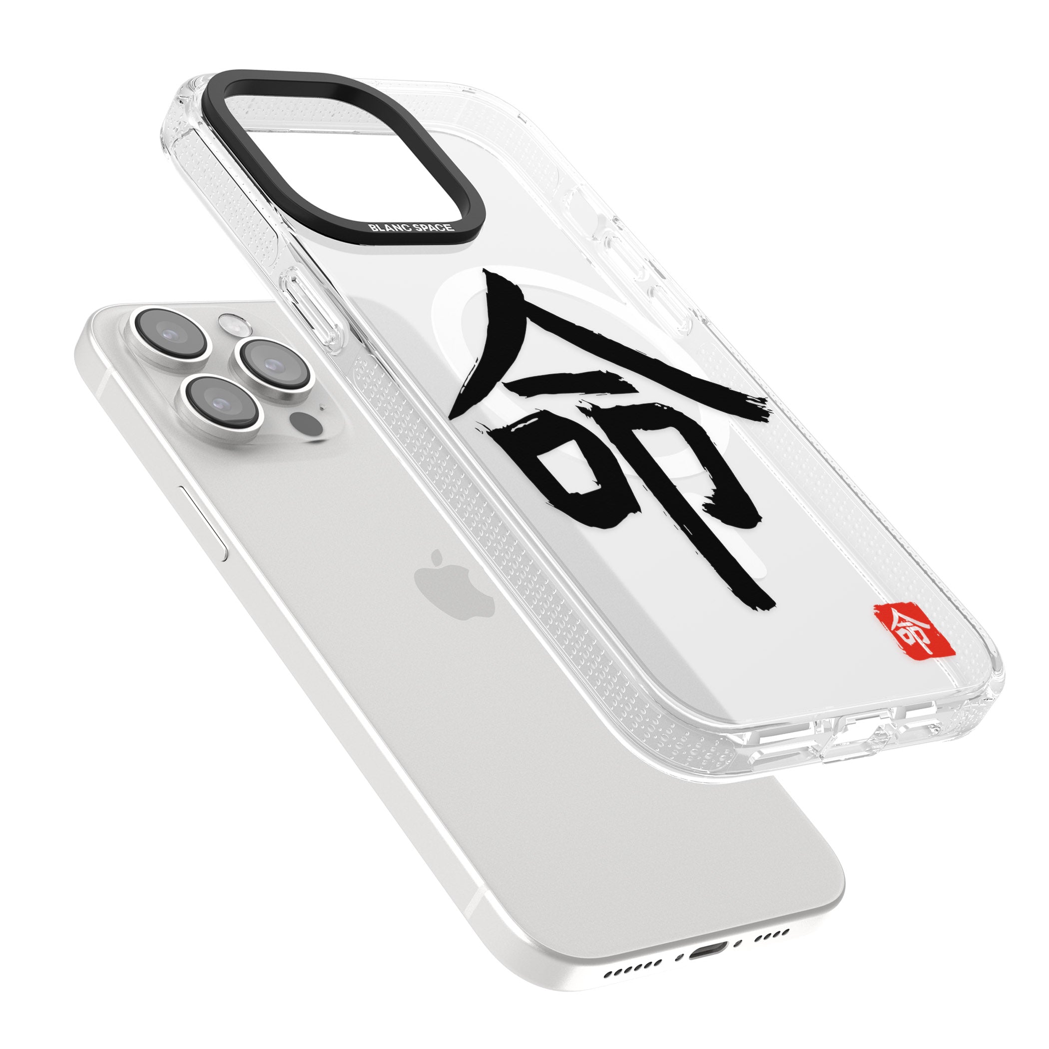 Japanese Kanji - Life iPhone 15 Pro Max / 15 Pro / 14 Pro Max / 14 Pro / 13 Pro Clear Case Impact Air - Blanc Space
