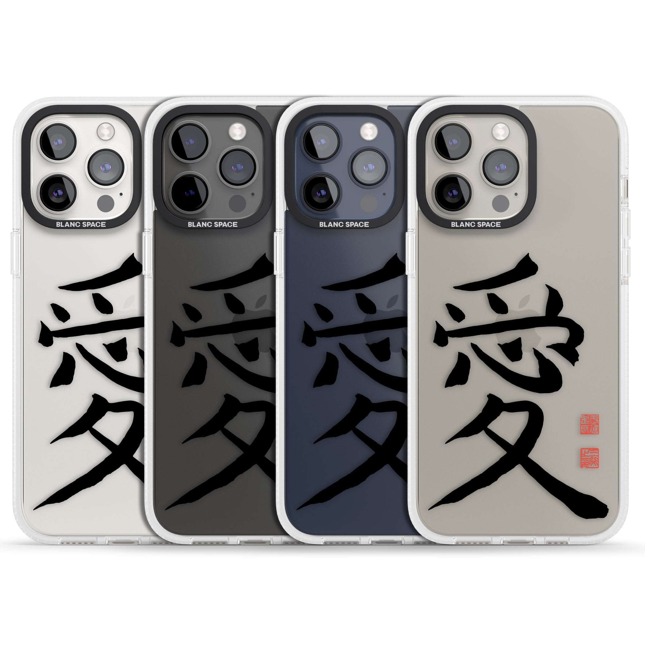 Japanese Kanji - Love iPhone 15 Pro Max / 15 Pro / 14 Pro Max / 14 Pro / 13 Pro Clear Case Impact Air - Blanc Space
