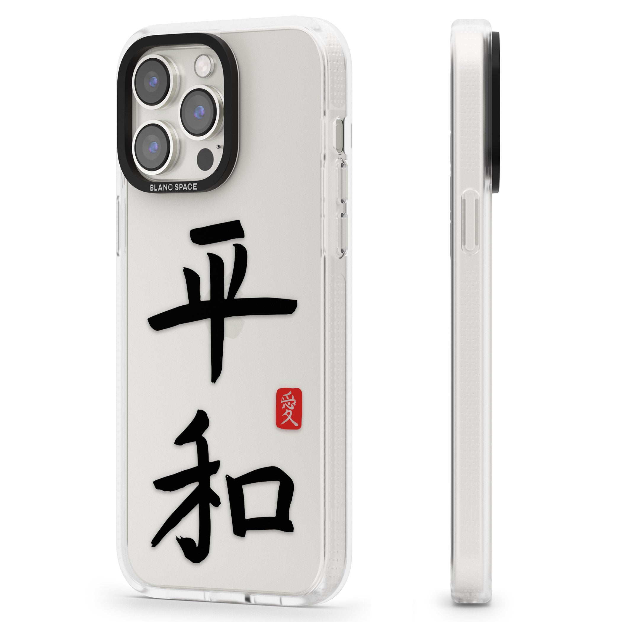 Japanese Kanji - Peace iPhone 15 Pro Max / 15 Pro / 14 Pro Max / 14 Pro / 13 Pro Clear Case Impact Air - Blanc Space