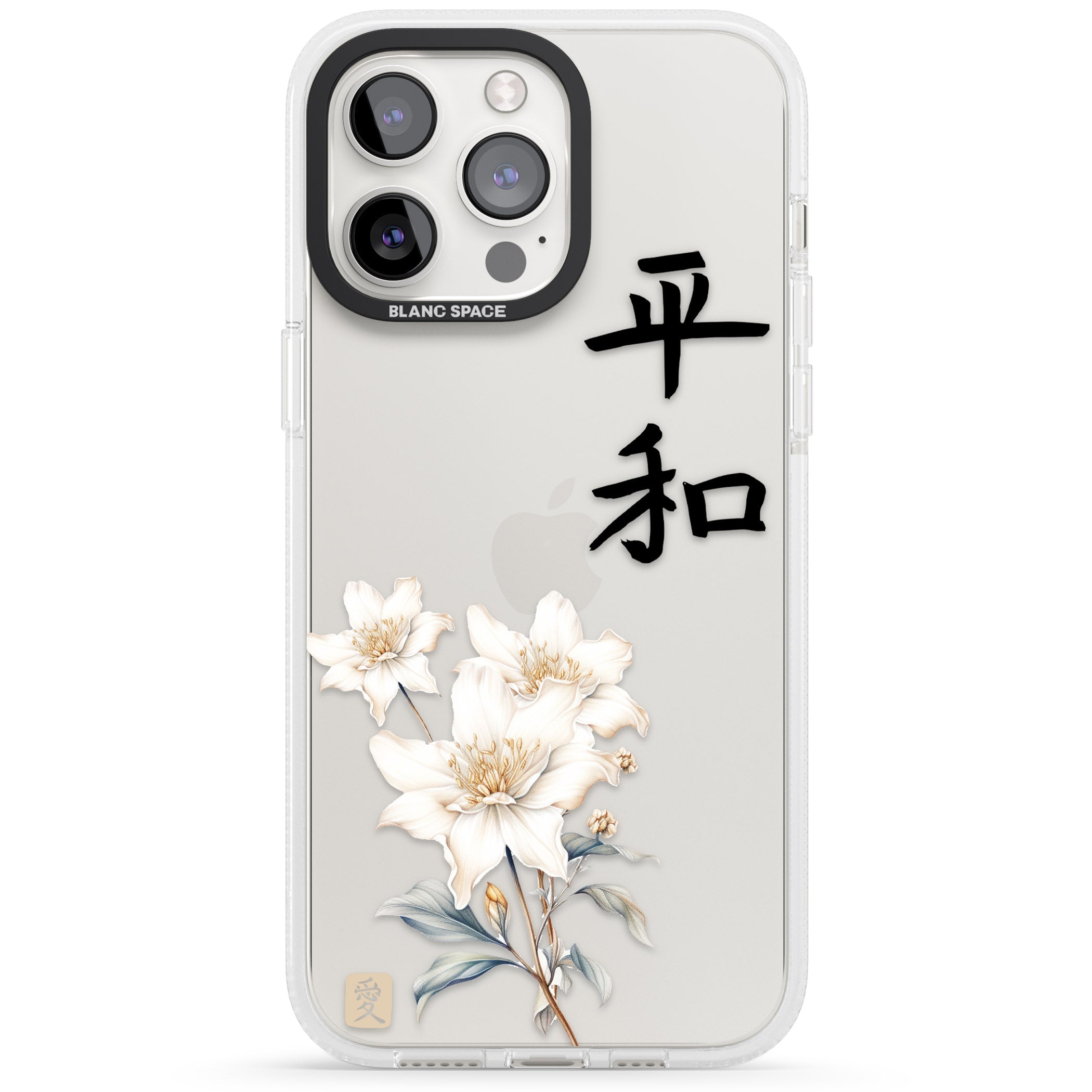 Peace and Flowers iPhone 15 Pro Max / 15 Pro / 14 Pro Max / 14 Pro / 13 Pro Clear Case Impact Air - Blanc Space