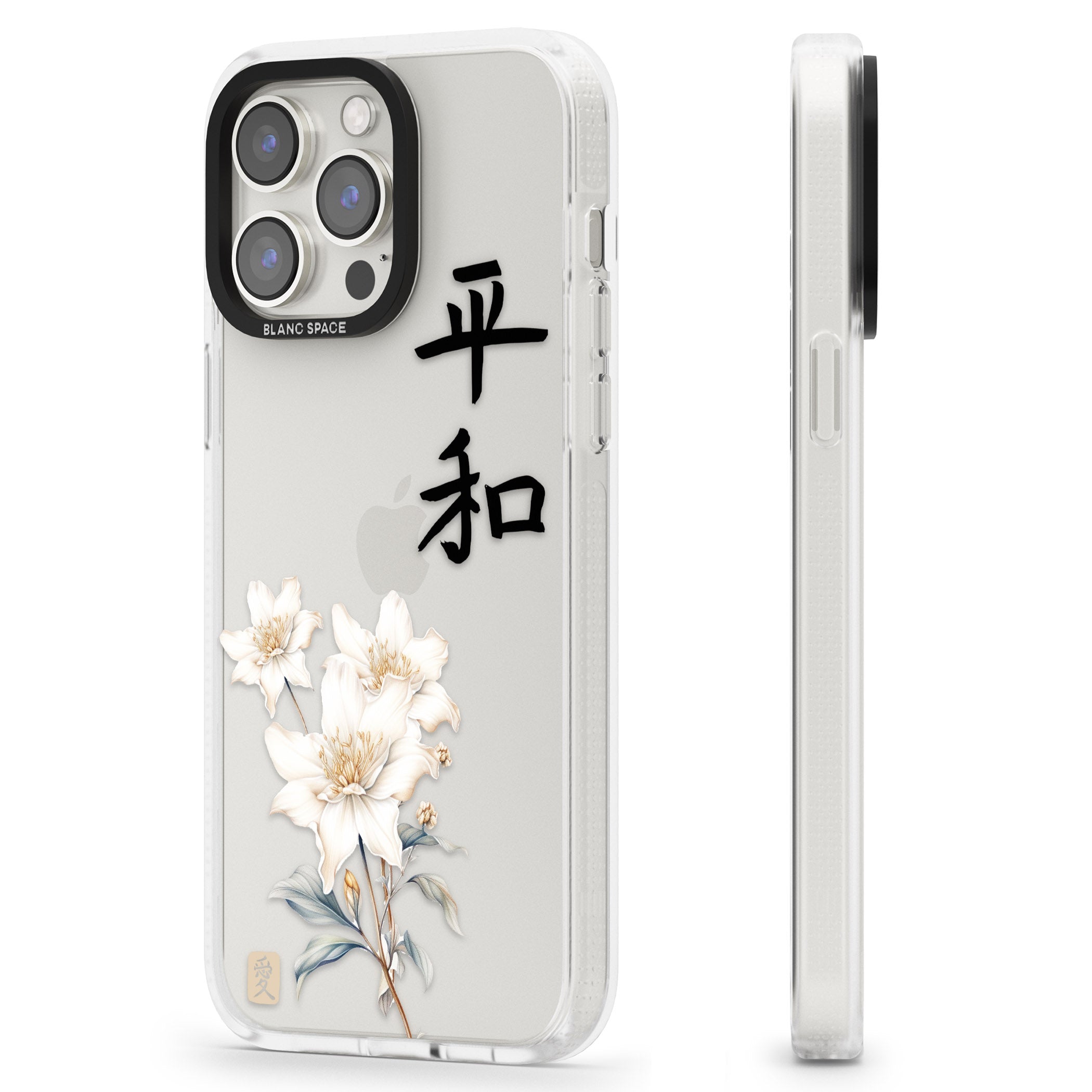Peace and Flowers iPhone 15 Pro Max / 15 Pro / 14 Pro Max / 14 Pro / 13 Pro Clear Case Impact Air - Blanc Space