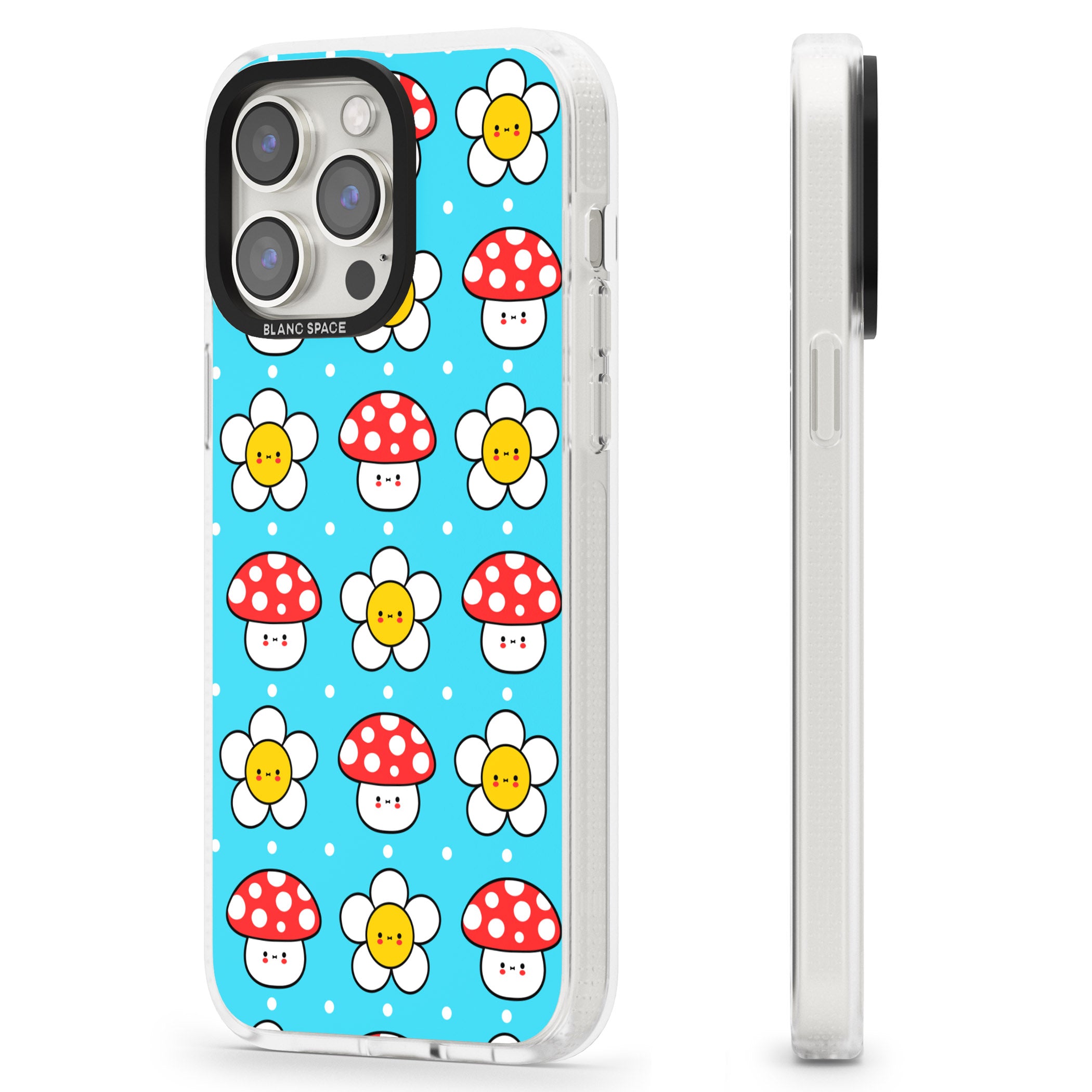 Shroom Bunnies Kawaii Pattern iPhone 15 Pro Max / 15 Pro / 14 Pro Max / 14 Pro / 13 Pro Clear Case Impact Air - Blanc Space