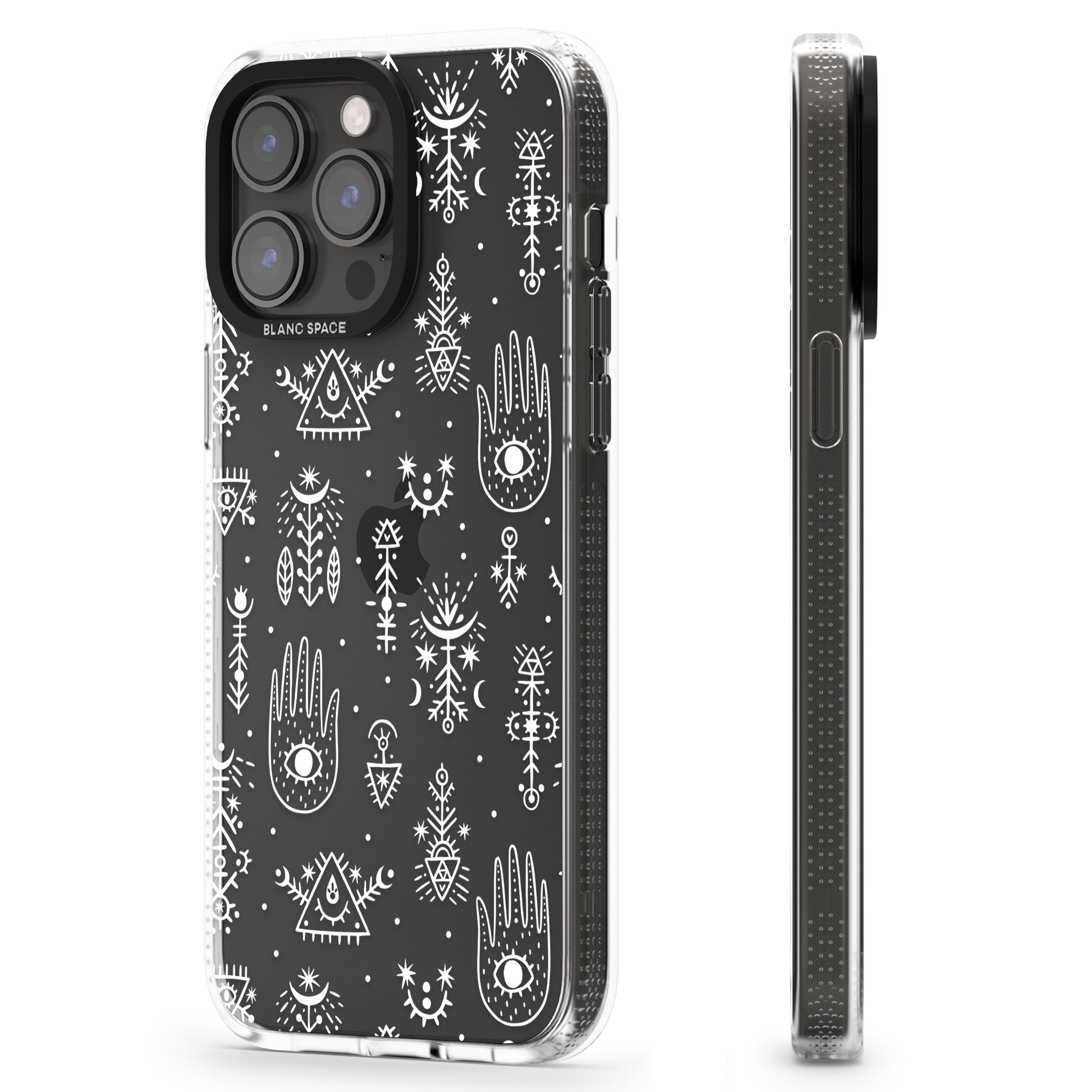 Black Tribal Palms iPhone 15 Pro Max / 15 Pro / 14 Pro Max / 14 Pro / 13 Pro Clear Case Impact Air - Blanc Space