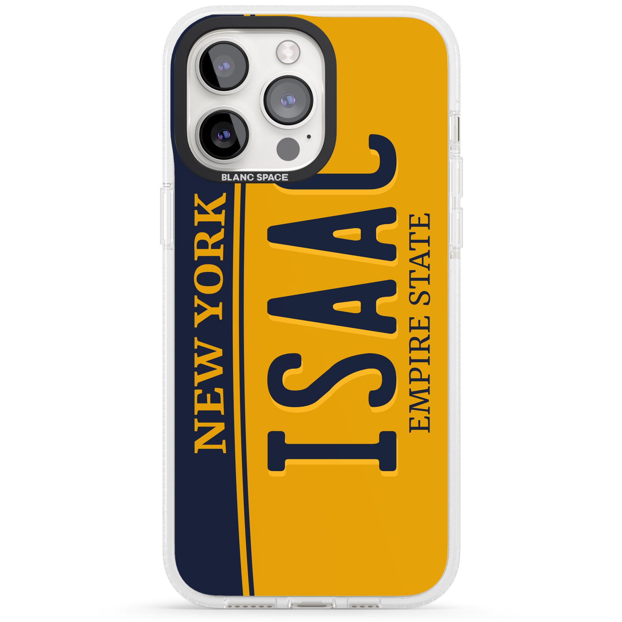 New York License Plate iPhone 15 Pro Max / 15 Pro / 14 Pro Max / 14 Pro / 13 Pro Clear Case Impact Air - Blanc Space