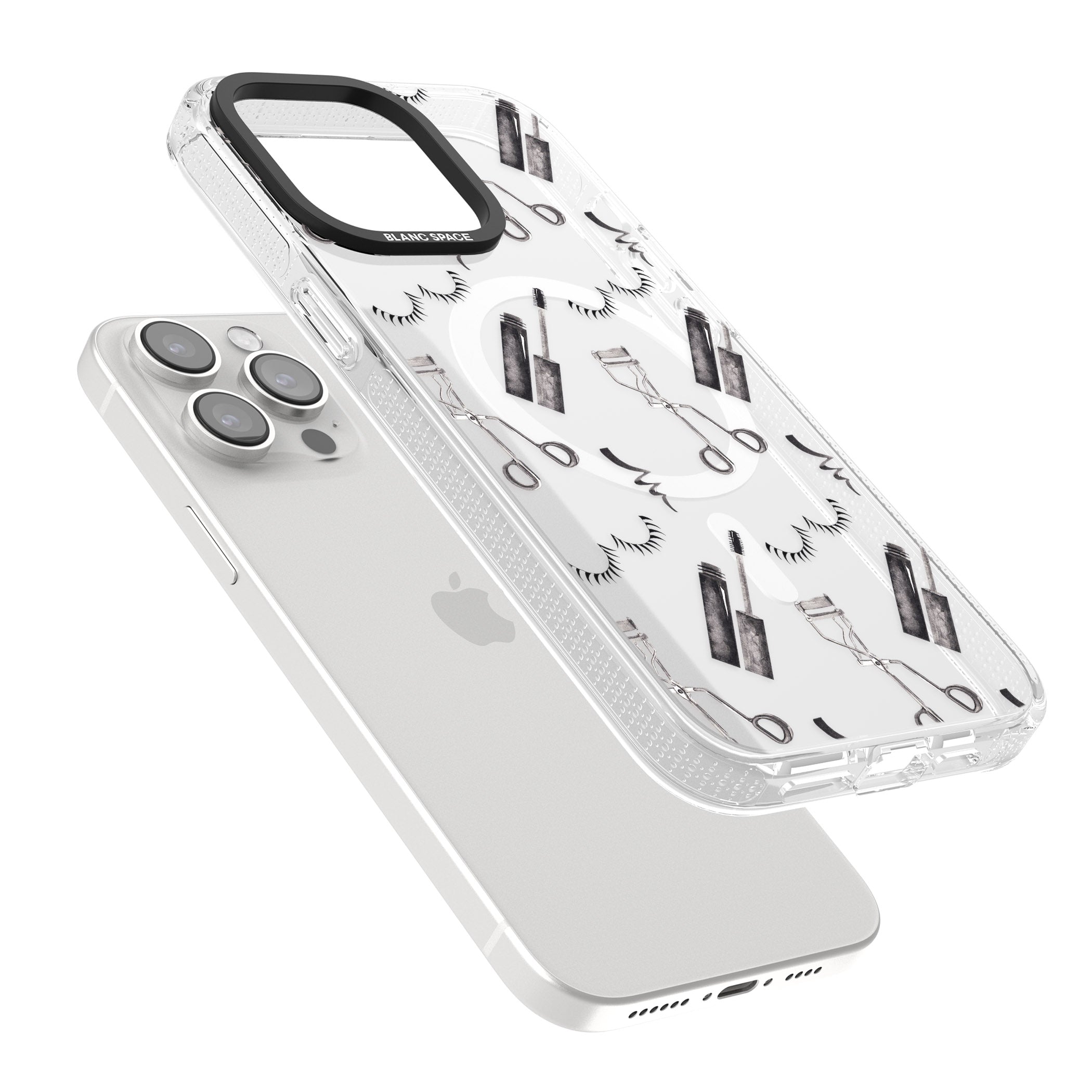 Eyelash Makeup Pattern iPhone 15 Pro Max / 15 Pro / 14 Pro Max / 14 Pro / 13 Pro Clear Case Impact Air - Blanc Space
